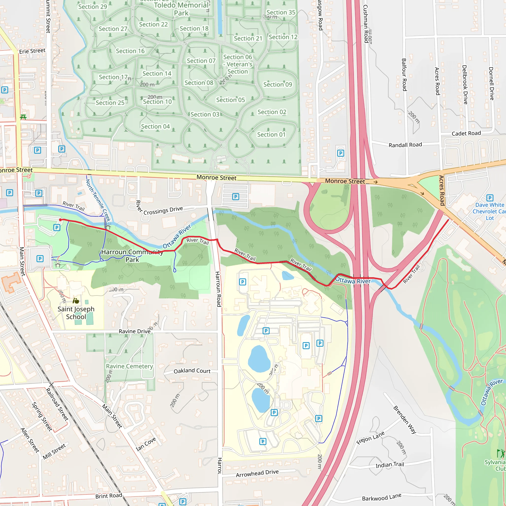 River Trail from Harroun Community Park mobile static map