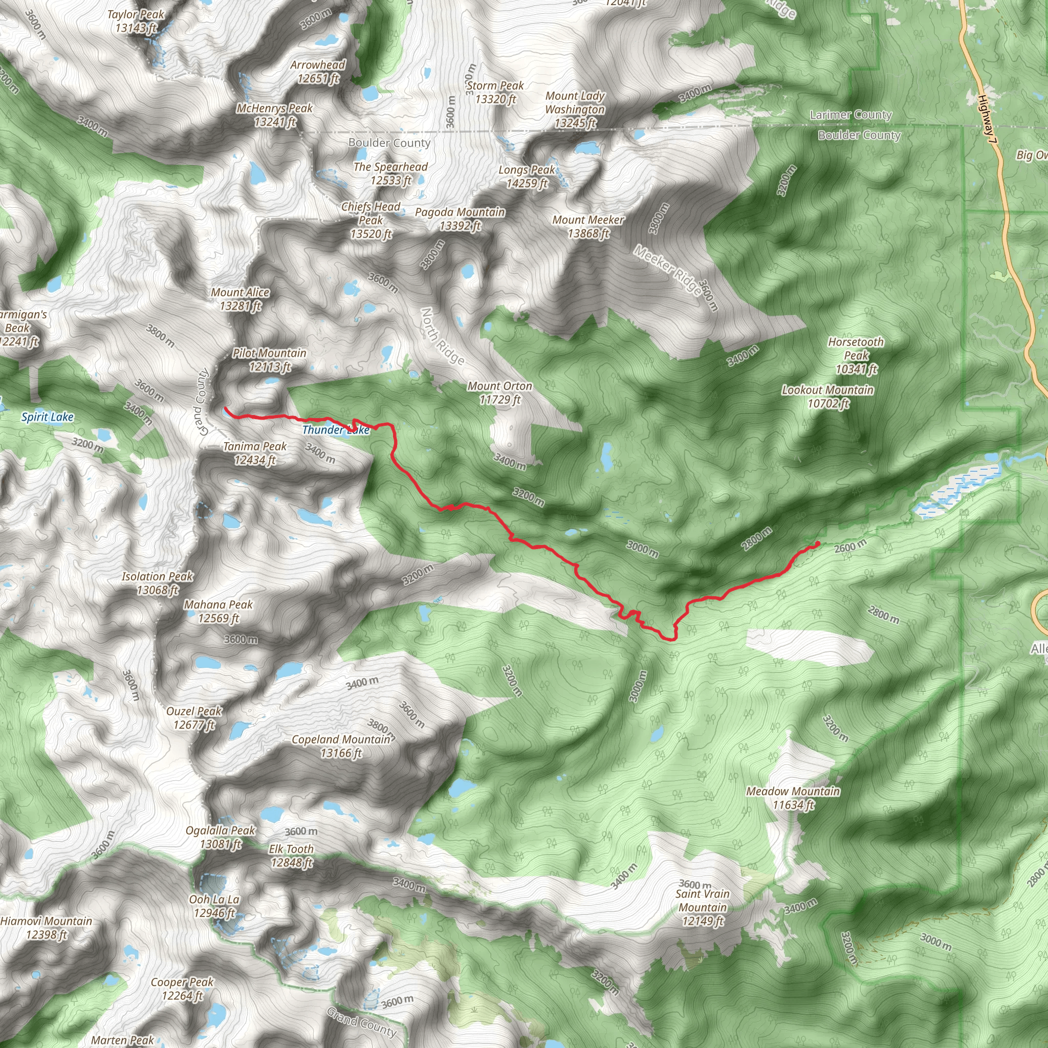 Lake of Many Winds and Thunder Lake Trail mobile static map