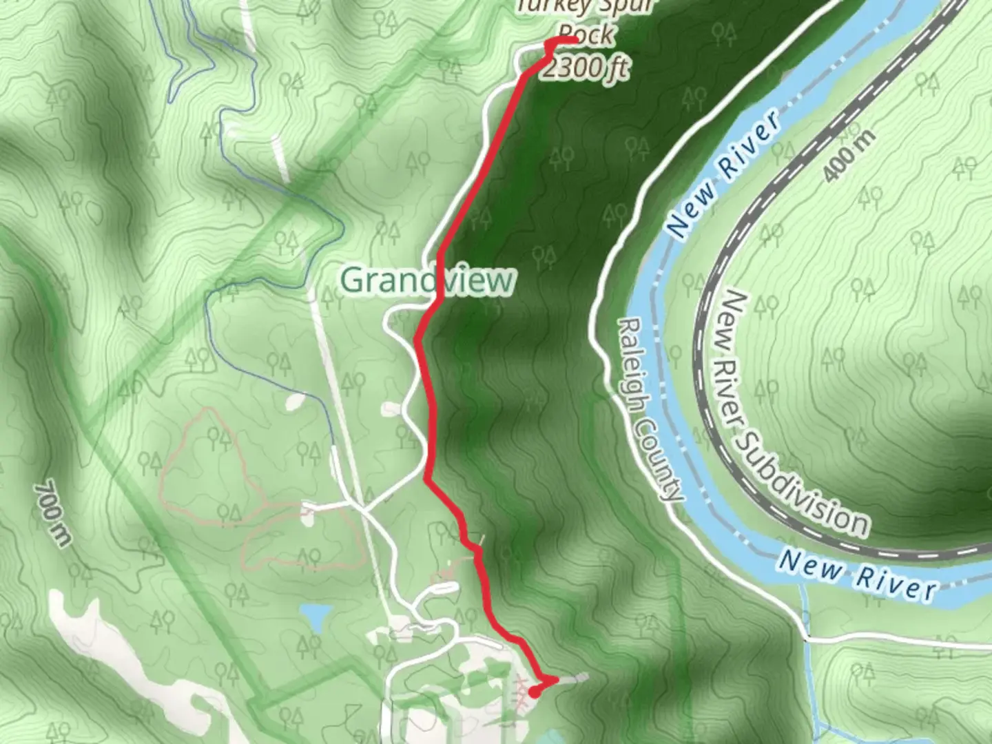 An image depicting the trail Turkey Spur Rock via Grandview Rim Trail and its surrounding area.