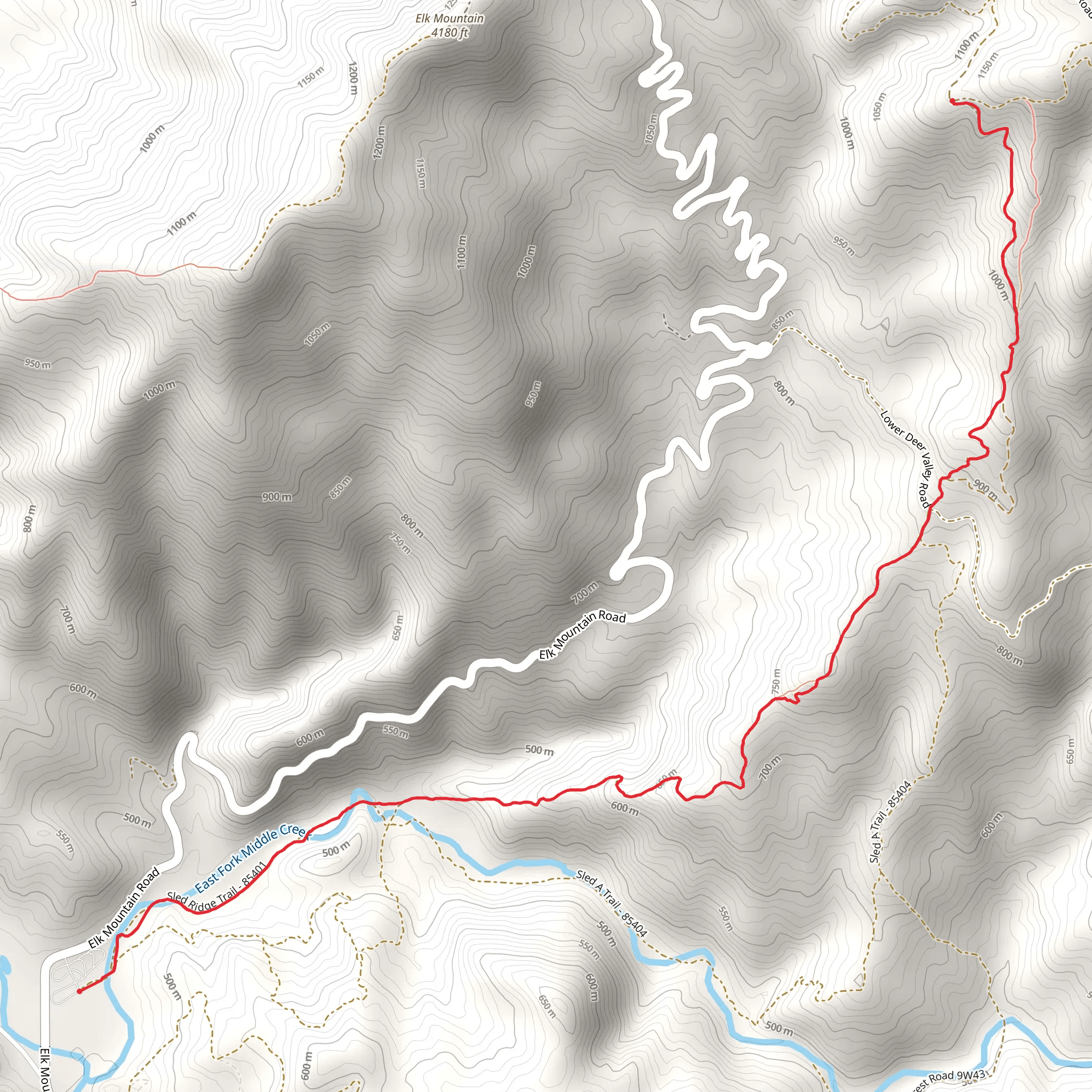 Sled Ridge Trail mobile static map