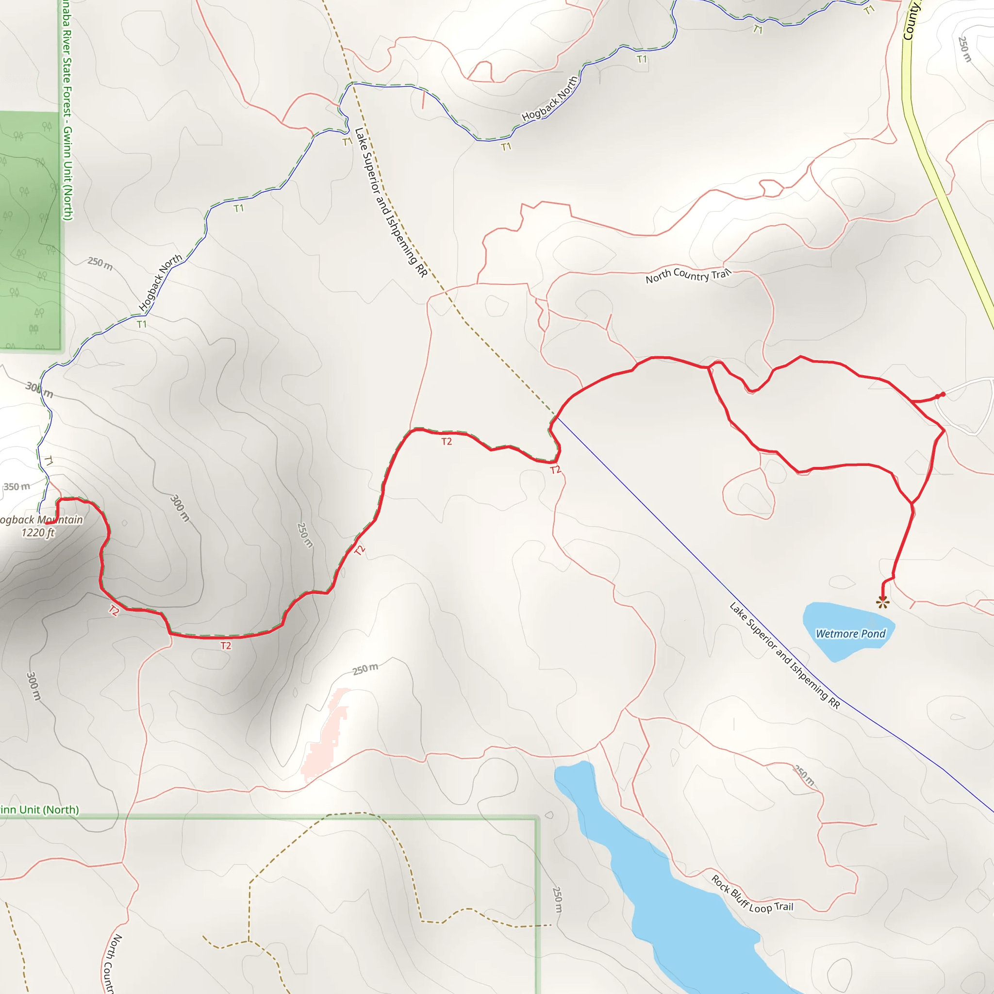 Wetmore Pond and Hogback Mountain via NCT mobile static map