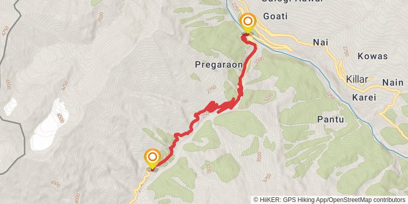 Sach Pass Trek stage 6 Map