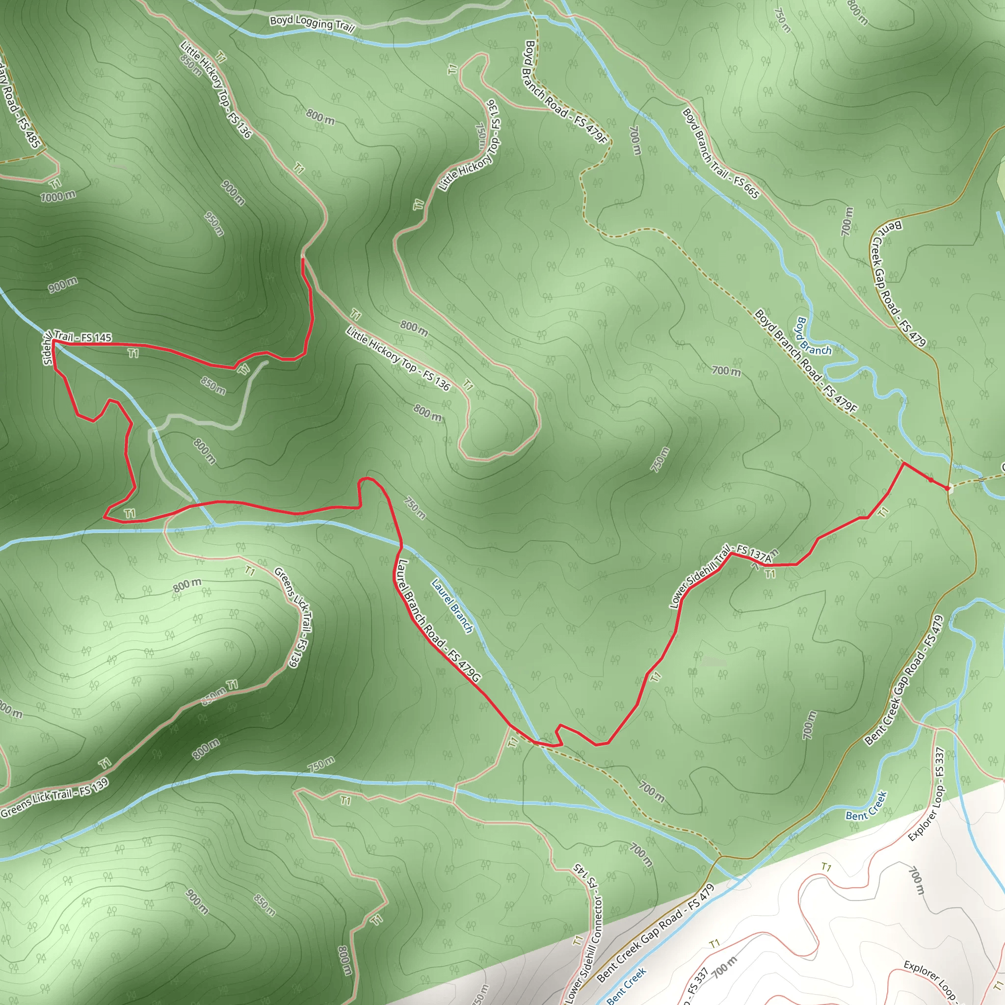 Sidehill Trail via Lower Sidehill Trail mobile static map