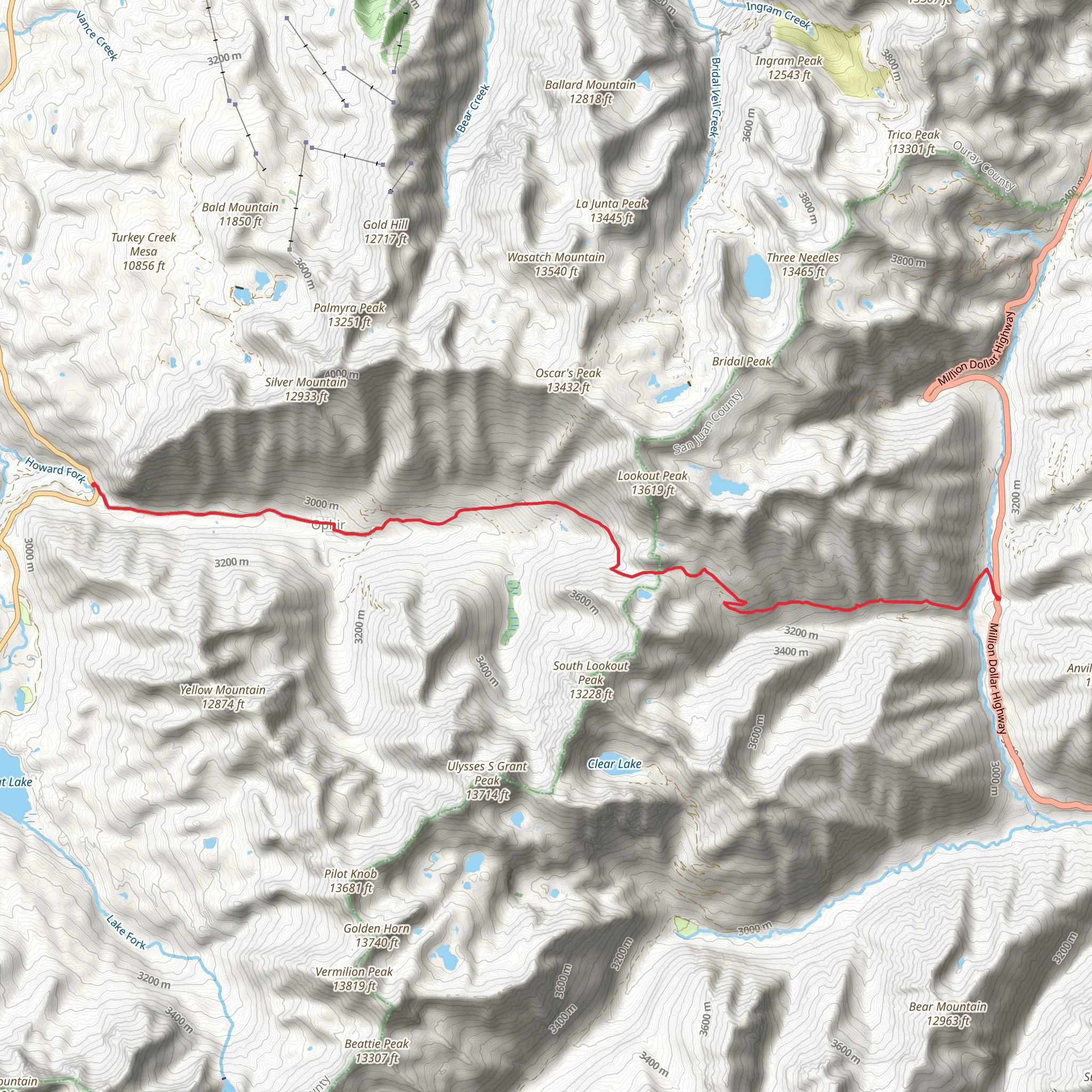 Ophir Pass Road Trail mobile static map