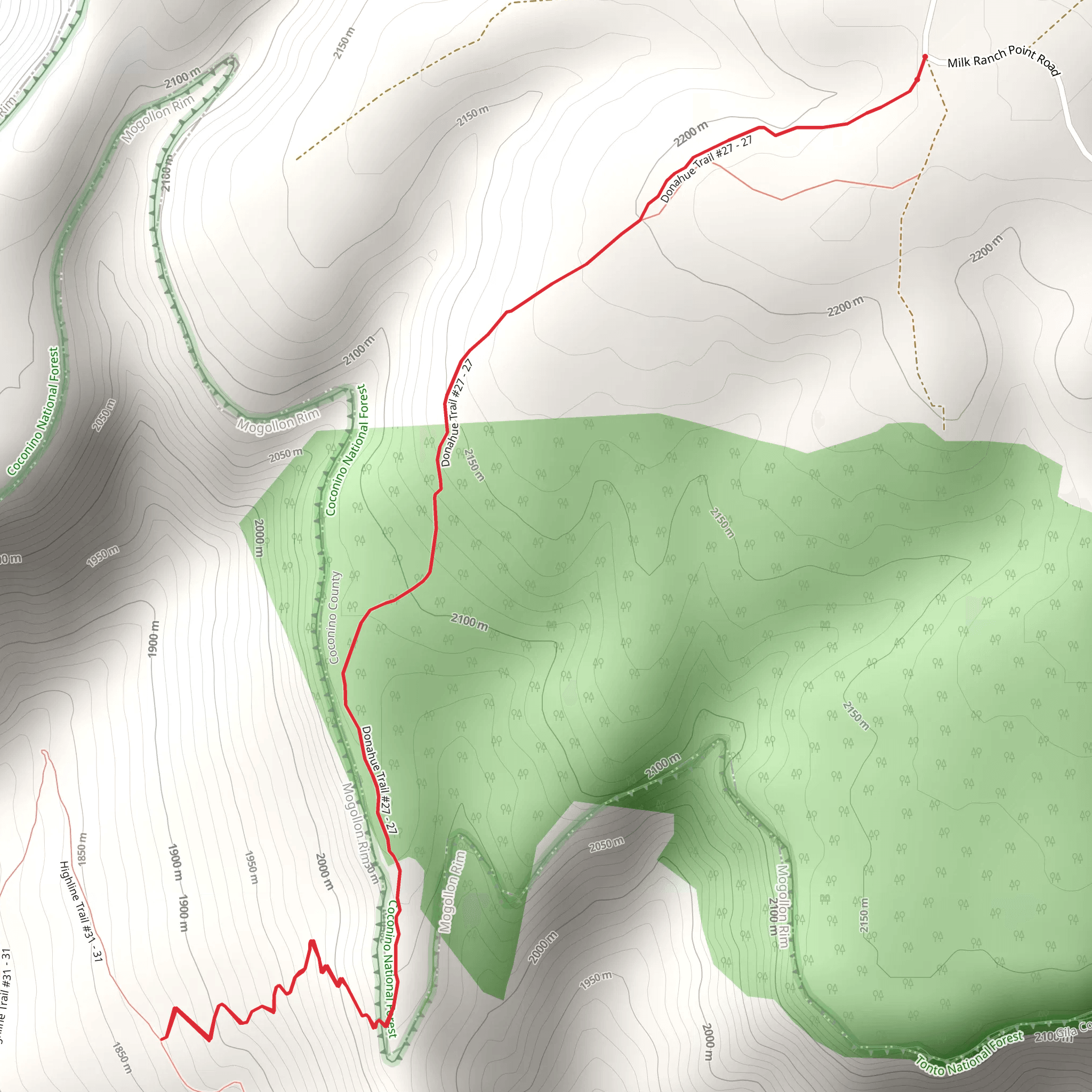 Donahue Trail mobile static map