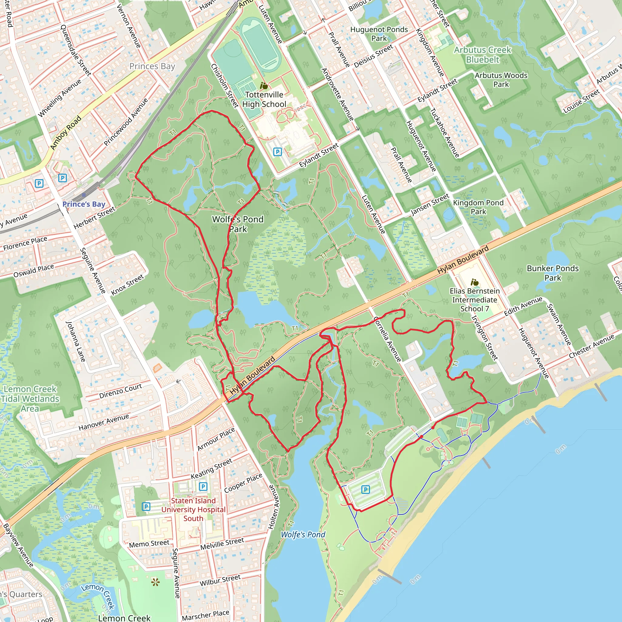 Wolfes Pond Park Loop mobile static map
