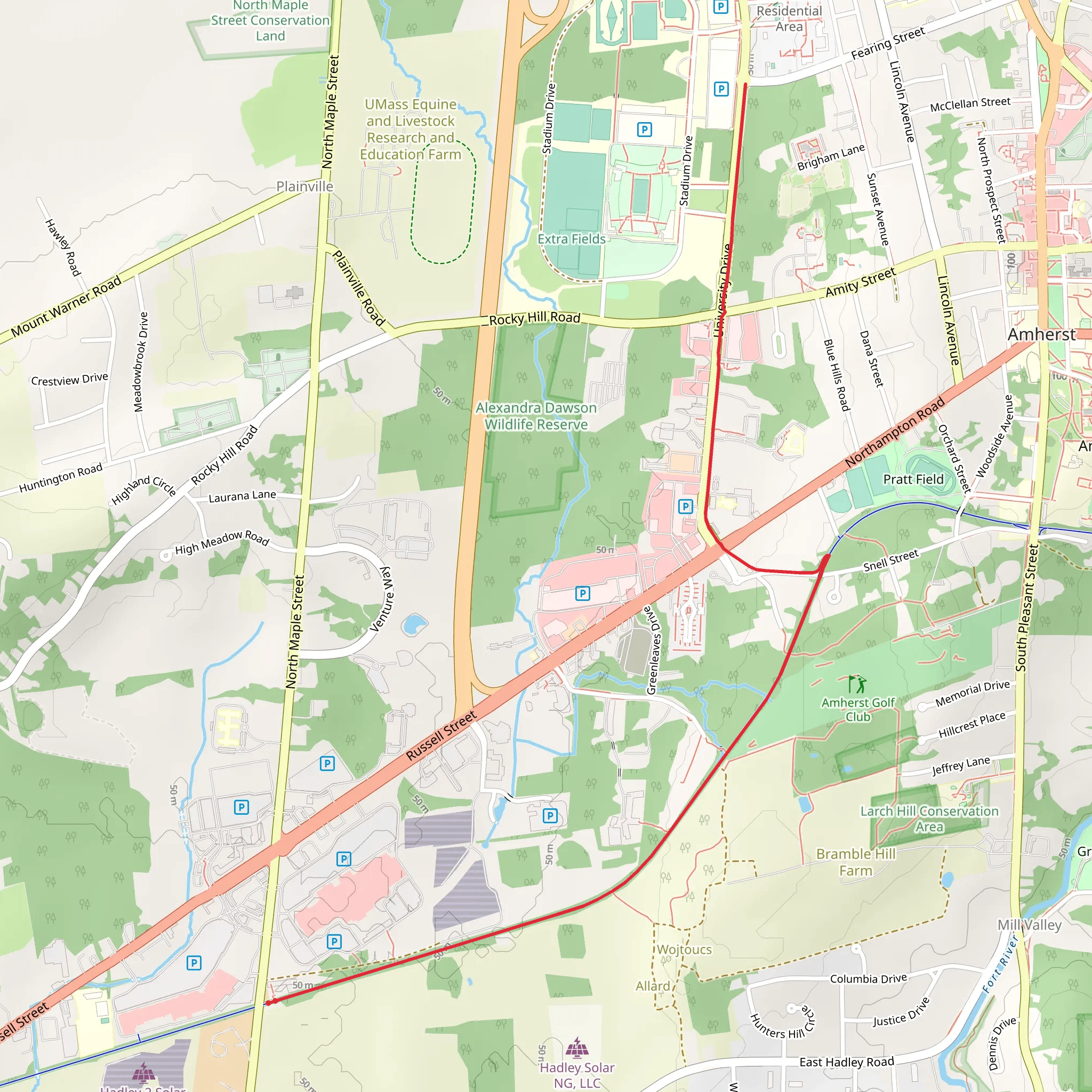Norwottuck Rail Trail mobile static map