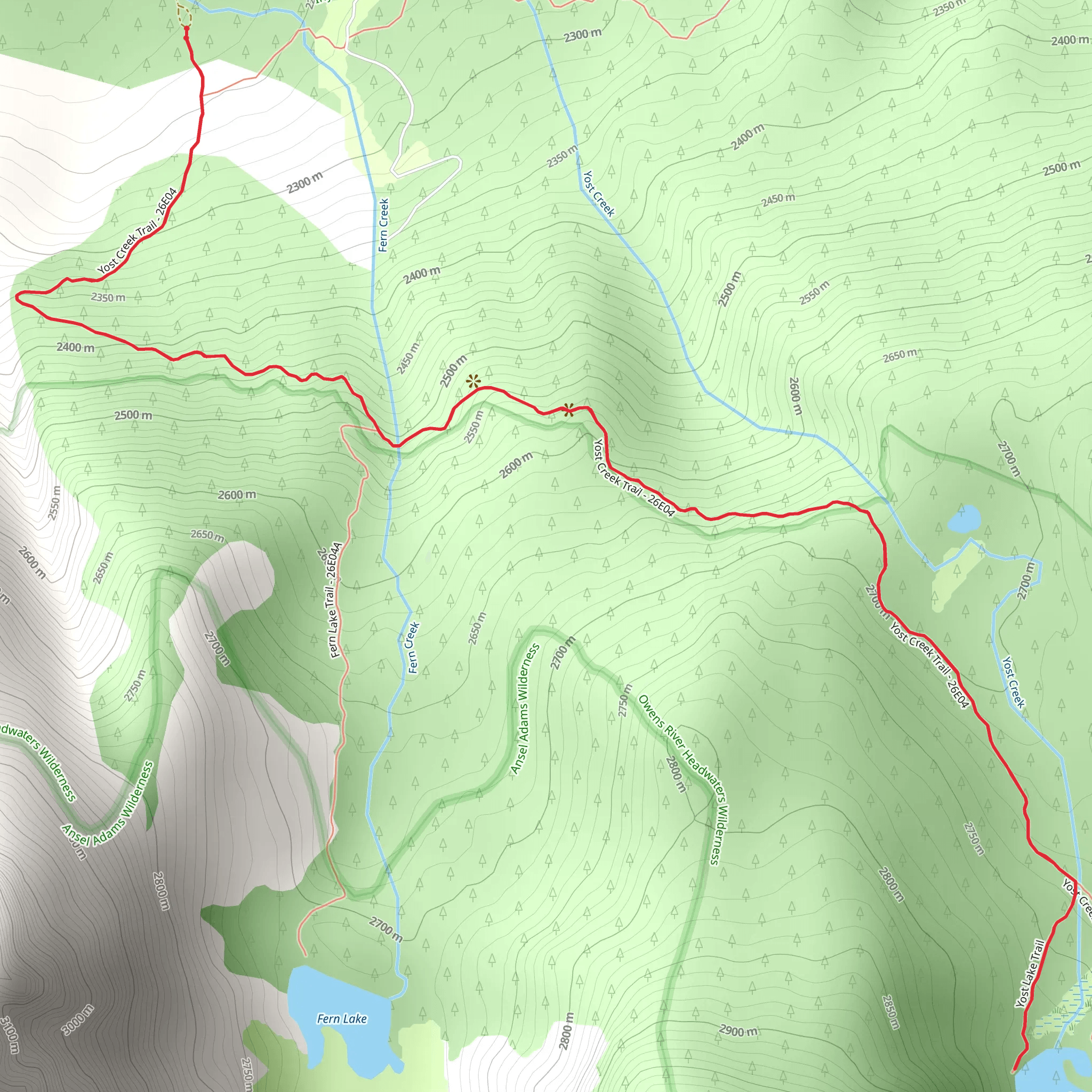 Yost Lake via Yost Creek Trail mobile static map