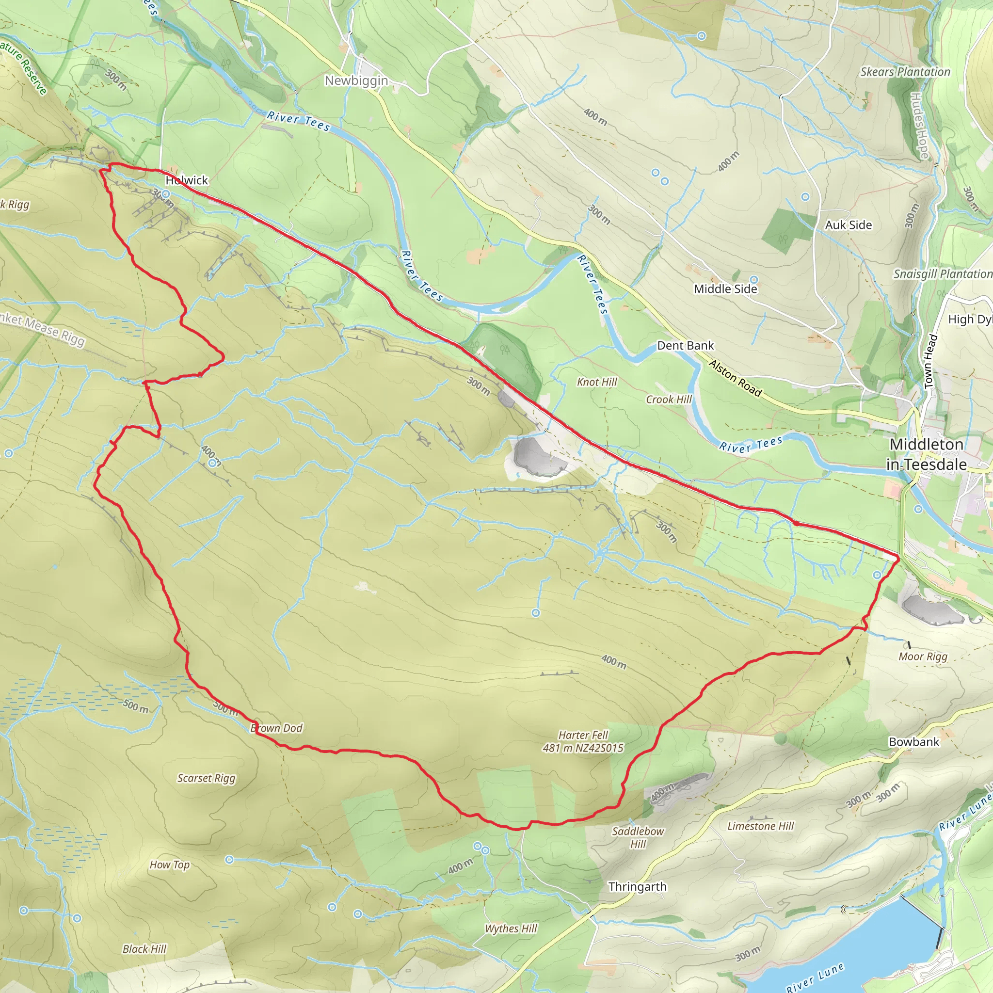 Rowton beck waterfall mobile static map