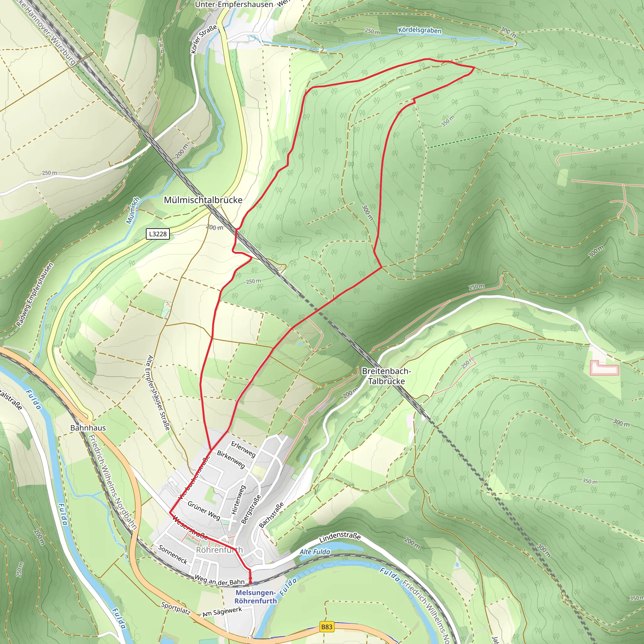 Röhrenfurther Rundwanderweg R1 and R2 Loop mobile static map