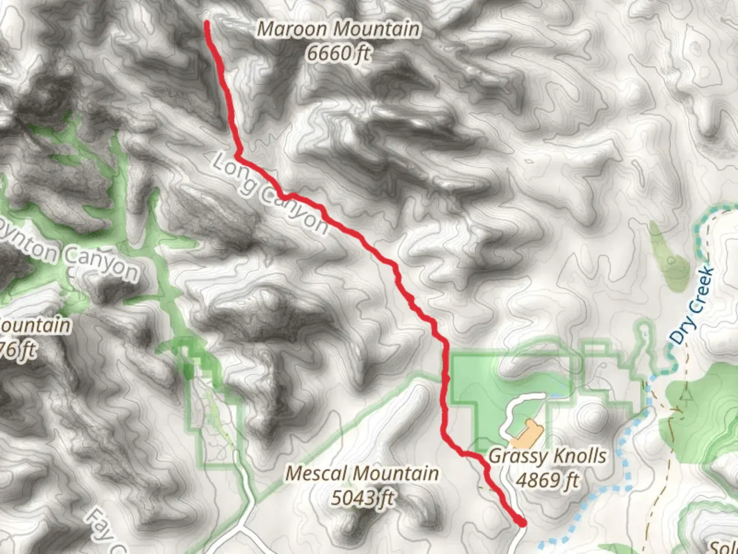 An image depicting the trail Long Canyon Trail - 122 and its surrounding area.