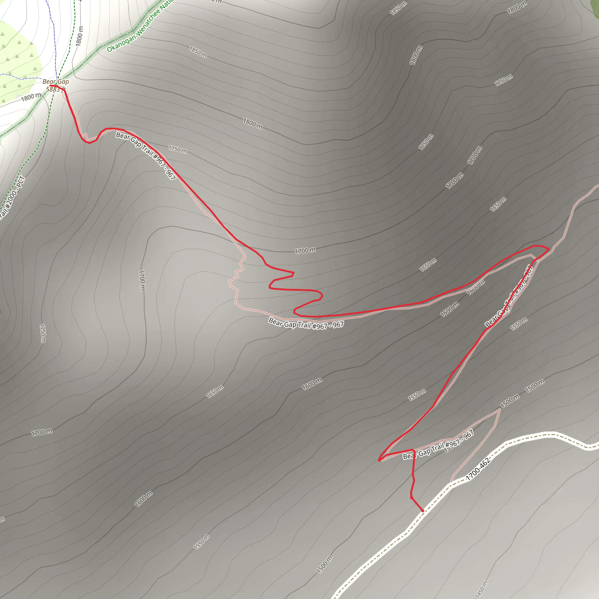 Bear Gap Trail mobile static map