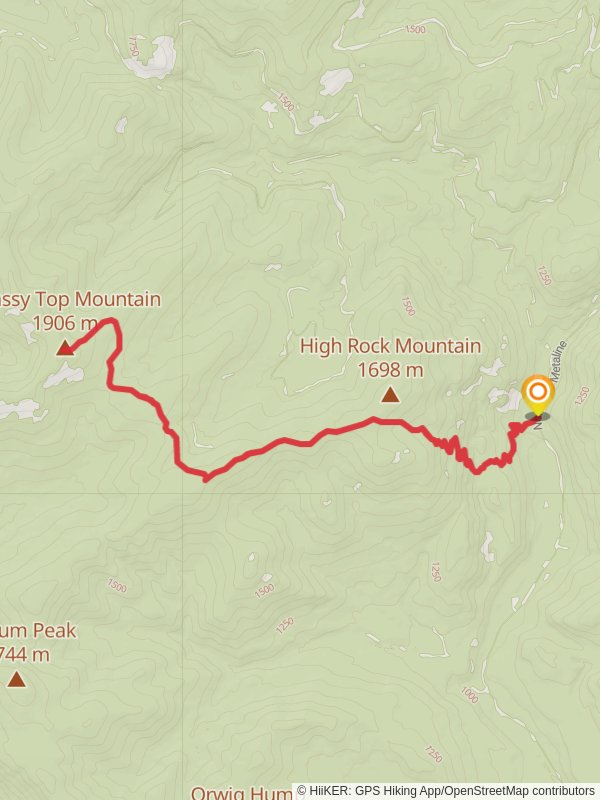 North Fork Grassy Top Trail mobile static map