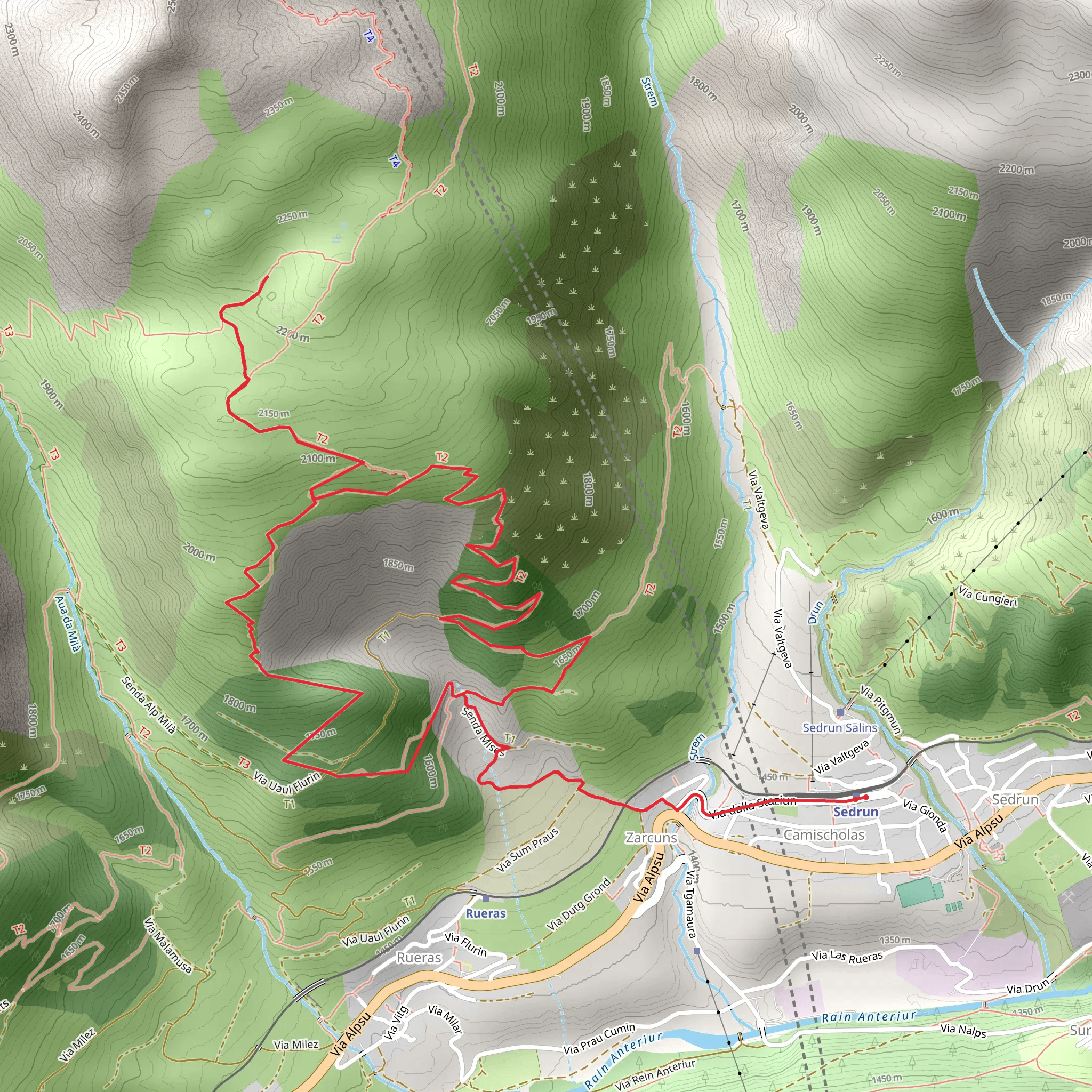 Camischolas - Hexenplatte-Weg Trail mobile static map