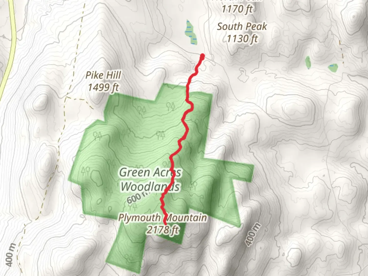 An image depicting the trail Plymouth Mountain via Sutherland Trail and its surrounding area.