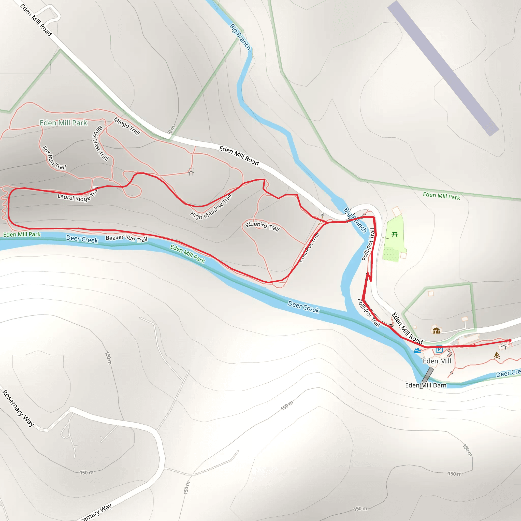 Eden Mills Park and Deer Creek Loop mobile static map