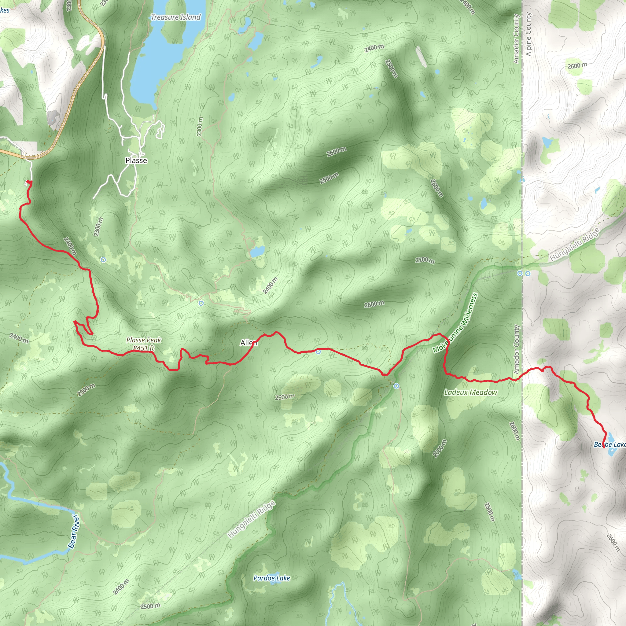Beebe Lake Trail mobile static map