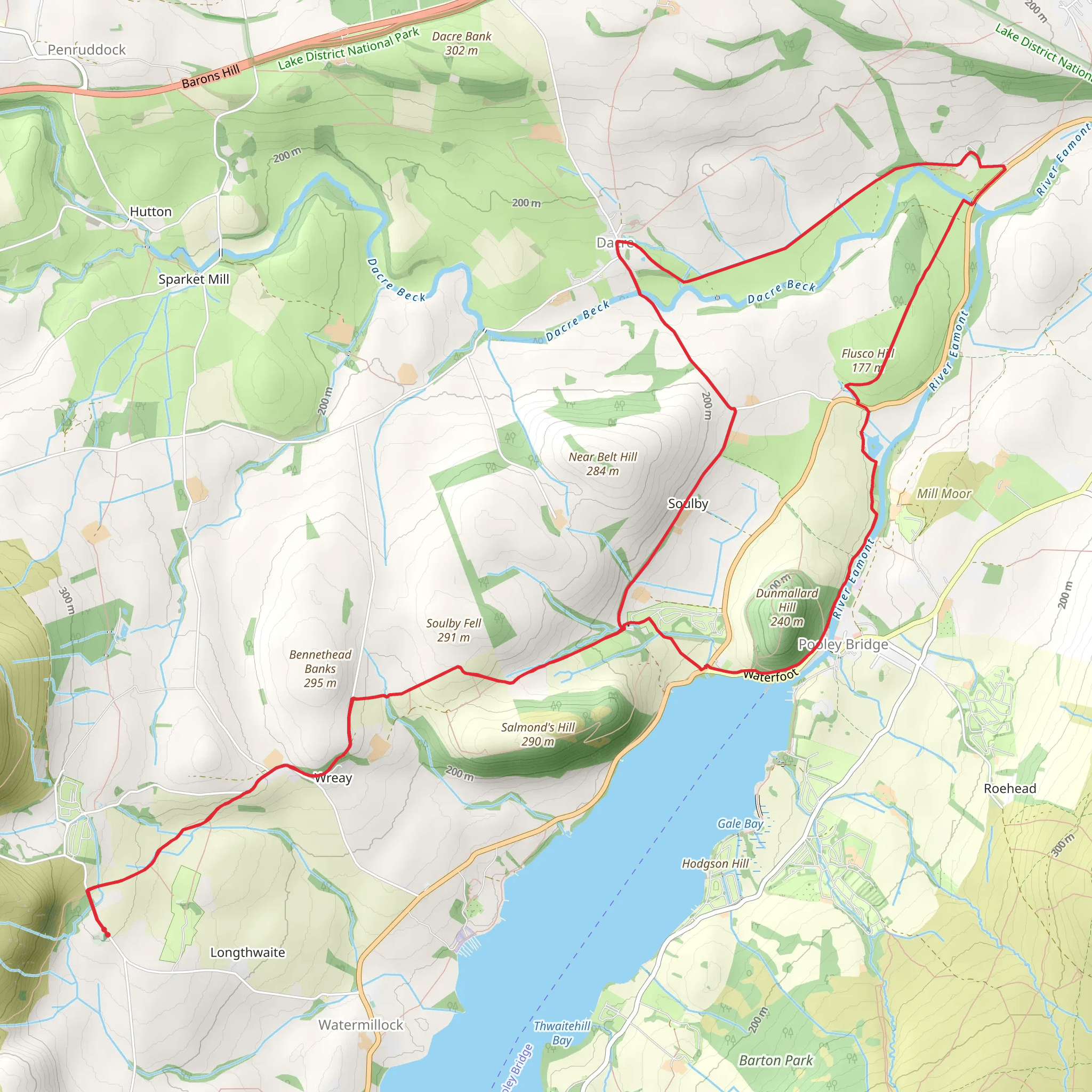 Ullswater, Pooley Bridge and Dacre Loop from Longthwaite mobile static map