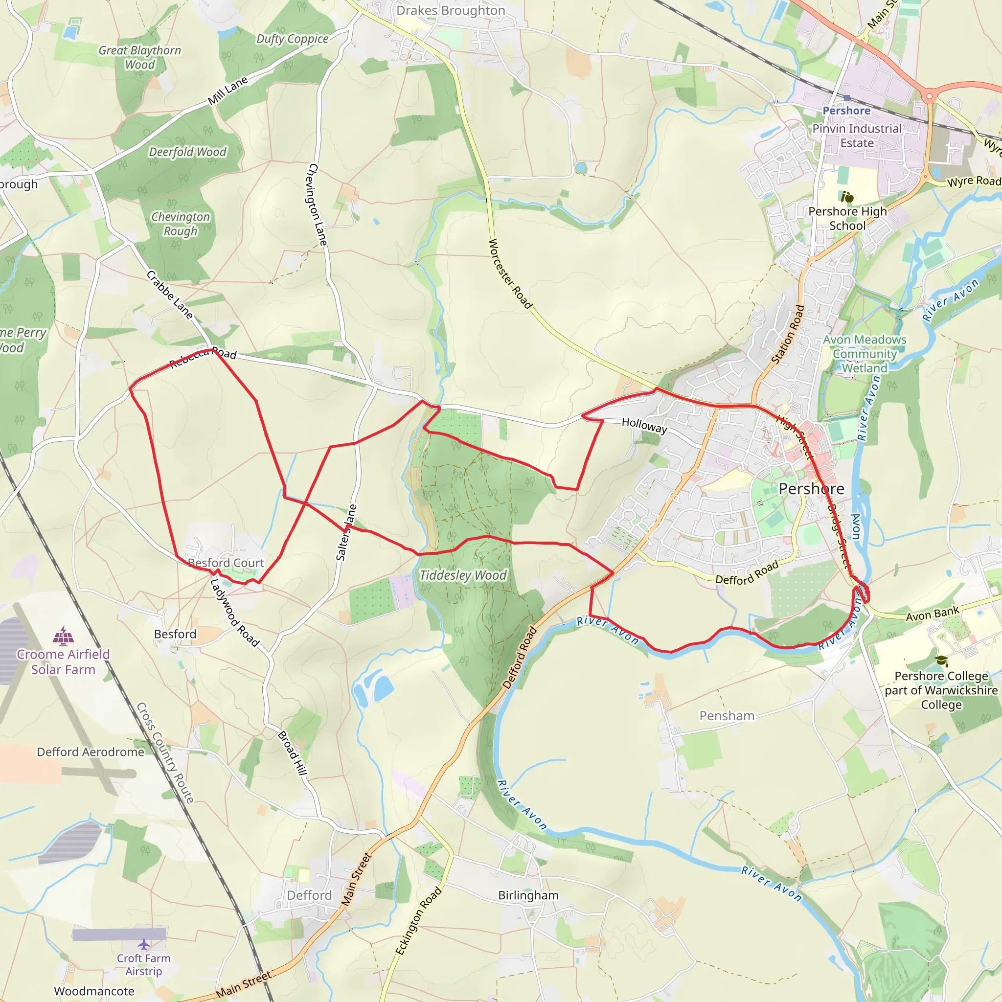 Pershore Circular mobile static map