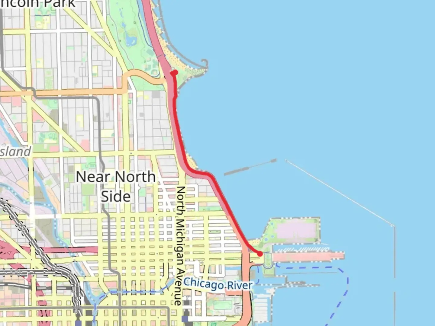 An image depicting the trail Lakefront Trail and its surrounding area.