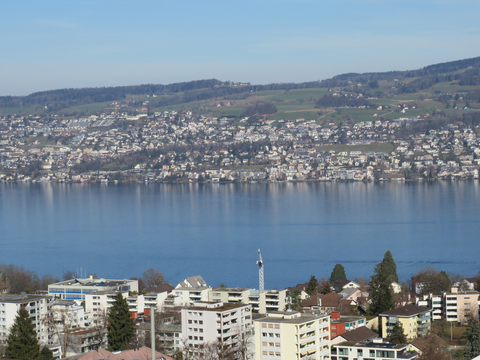An image depicting the trail Wädenswiler-Seeuferweg and its surrounding area.