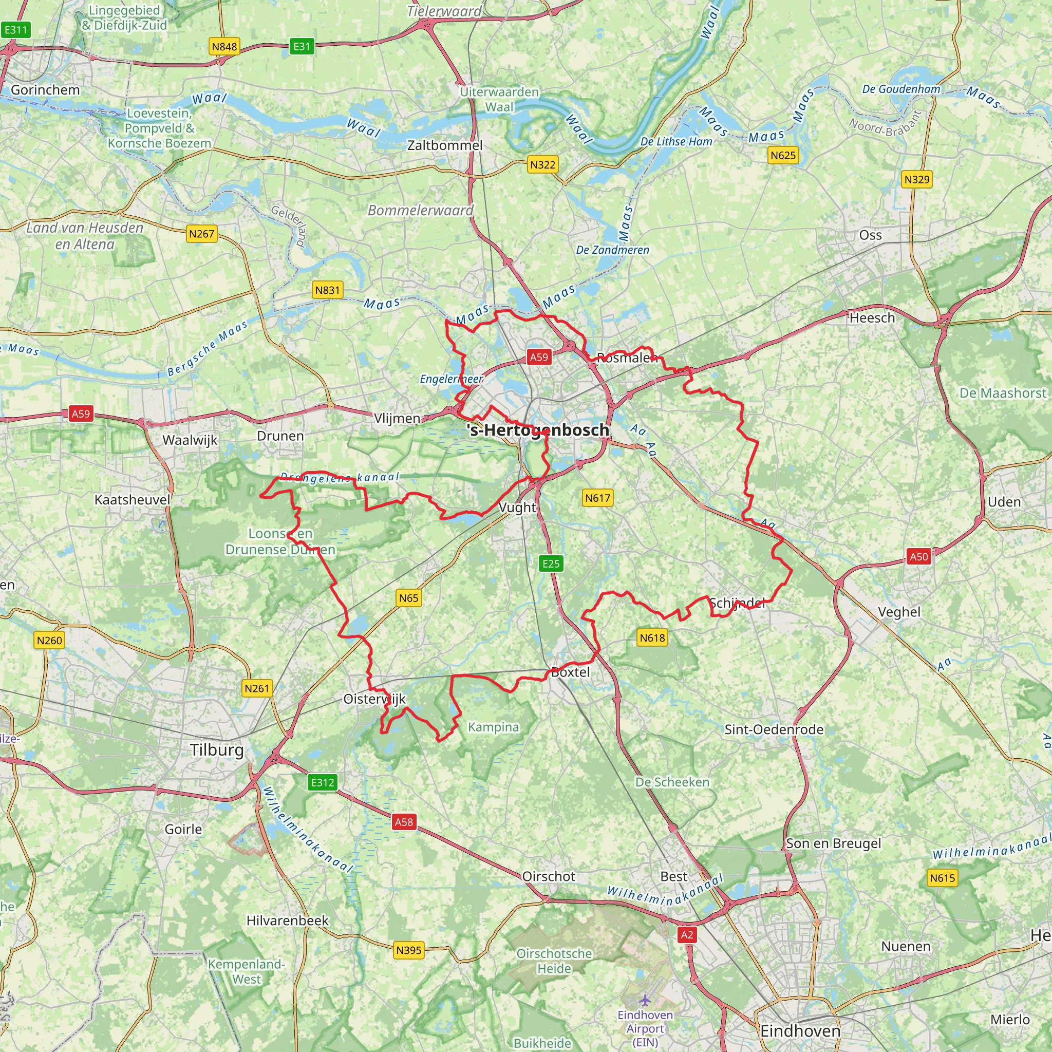 Vughtse Heide, Loonse En Drunense Duinen and Kampina Loop mobile static map