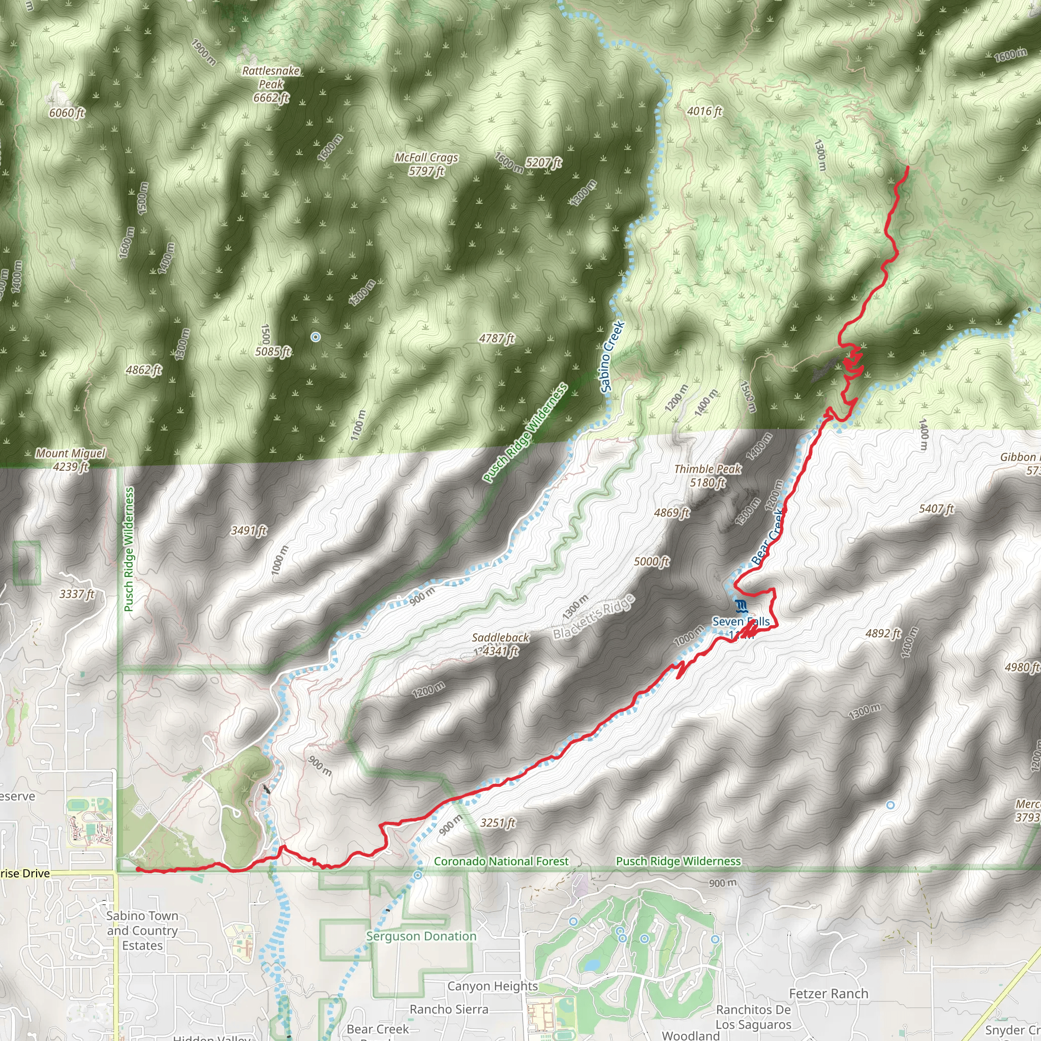 Bear Canyon Trail from East Remount Place mobile static map
