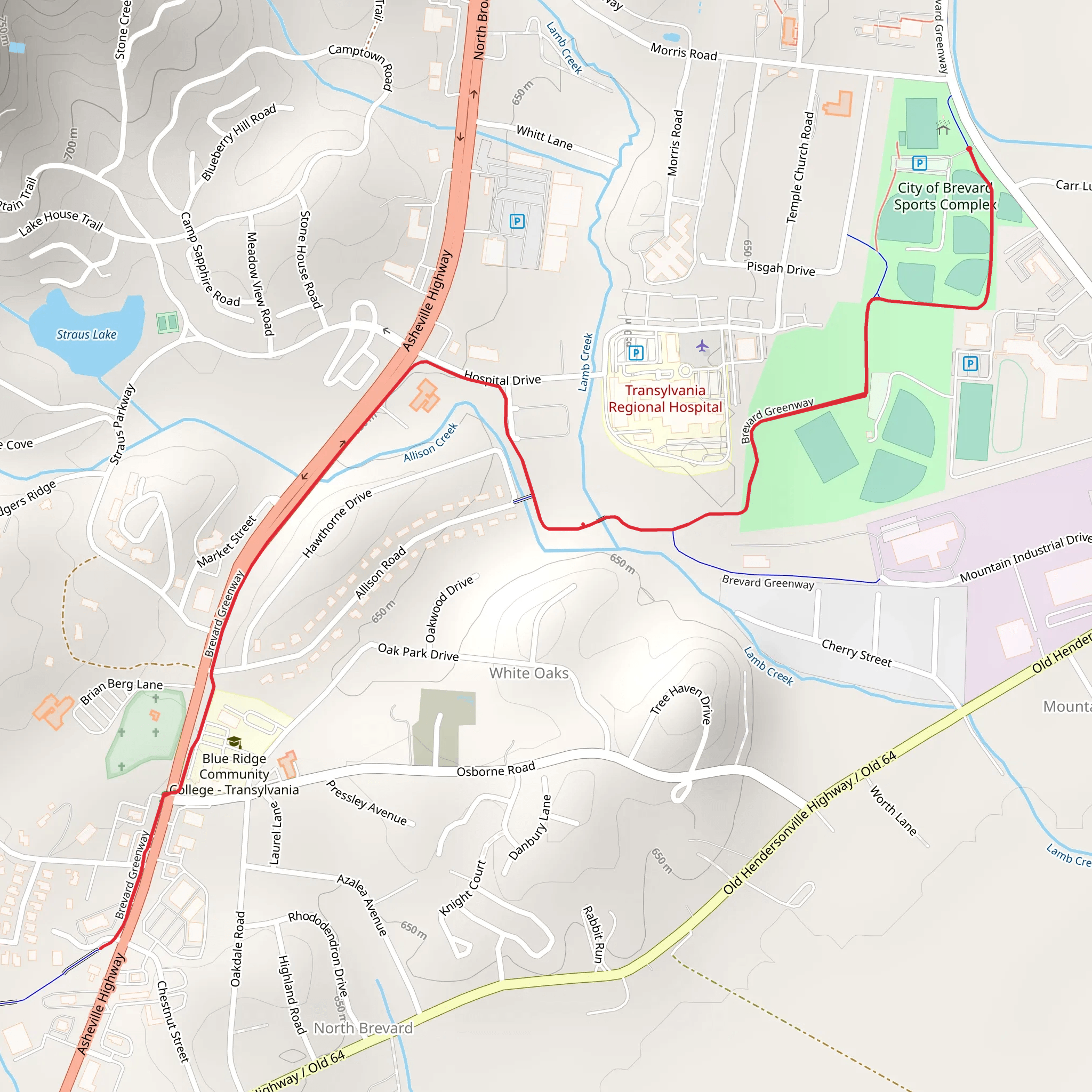 Brevard Greenway mobile static map