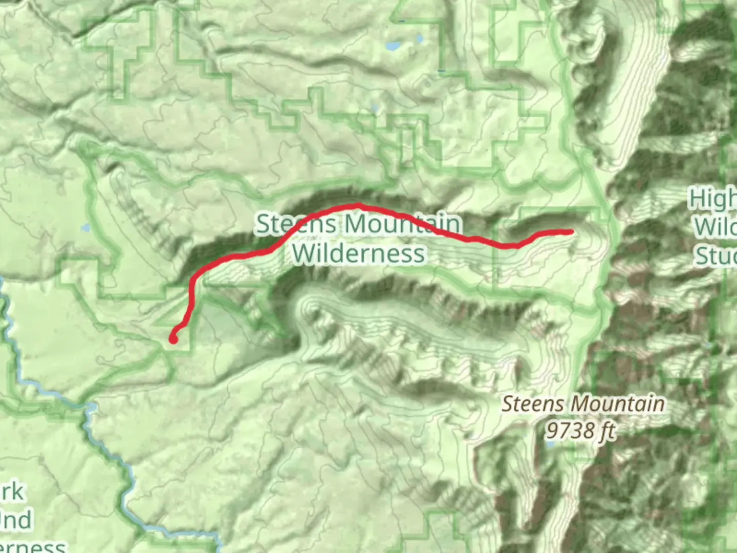 An image depicting the trail Little Blitzen Trail and its surrounding area.