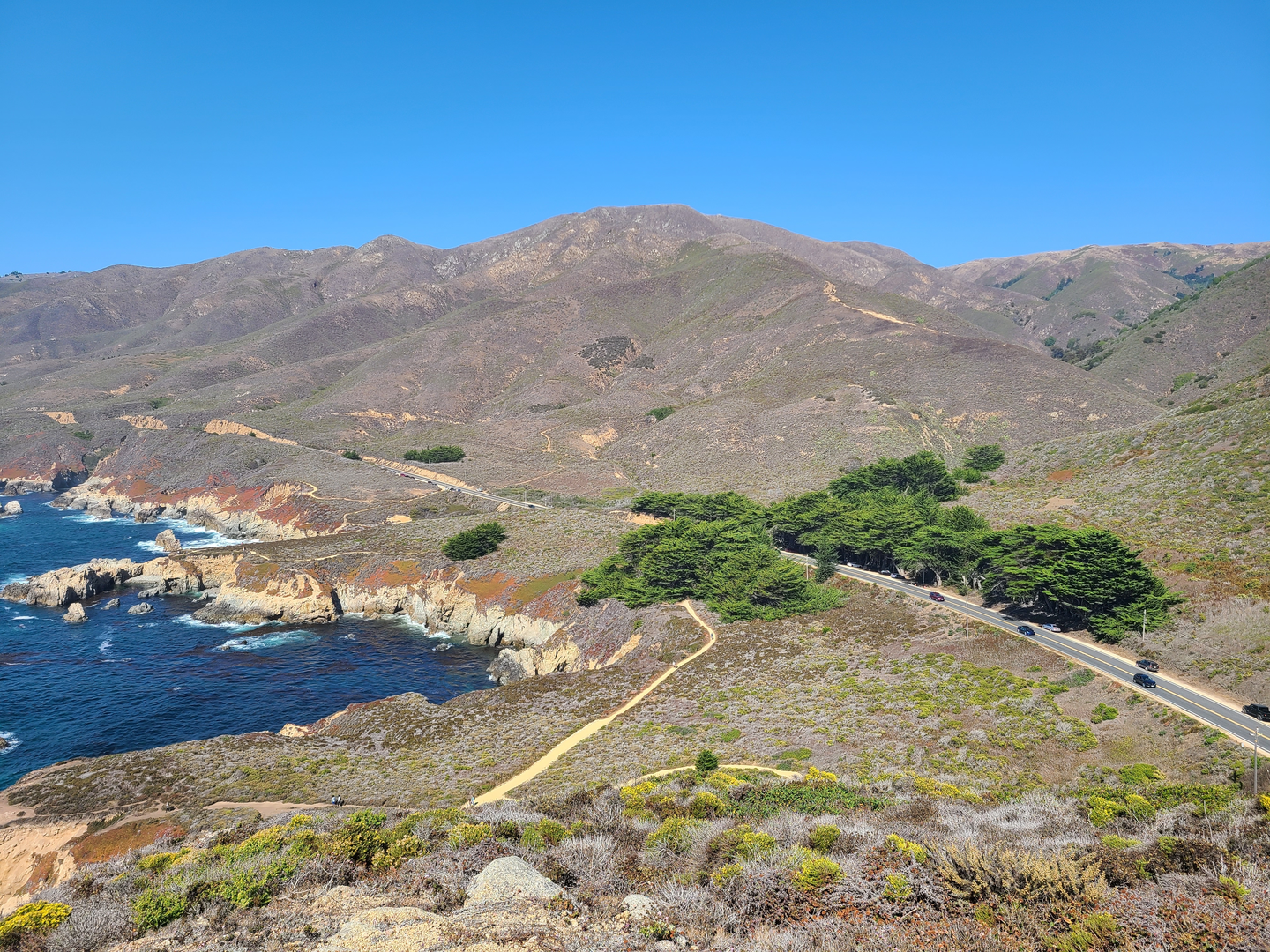 An image depicting the trail Soberanes Canyon Trail and Rocky Ridge Trail Loop and its surrounding area.
