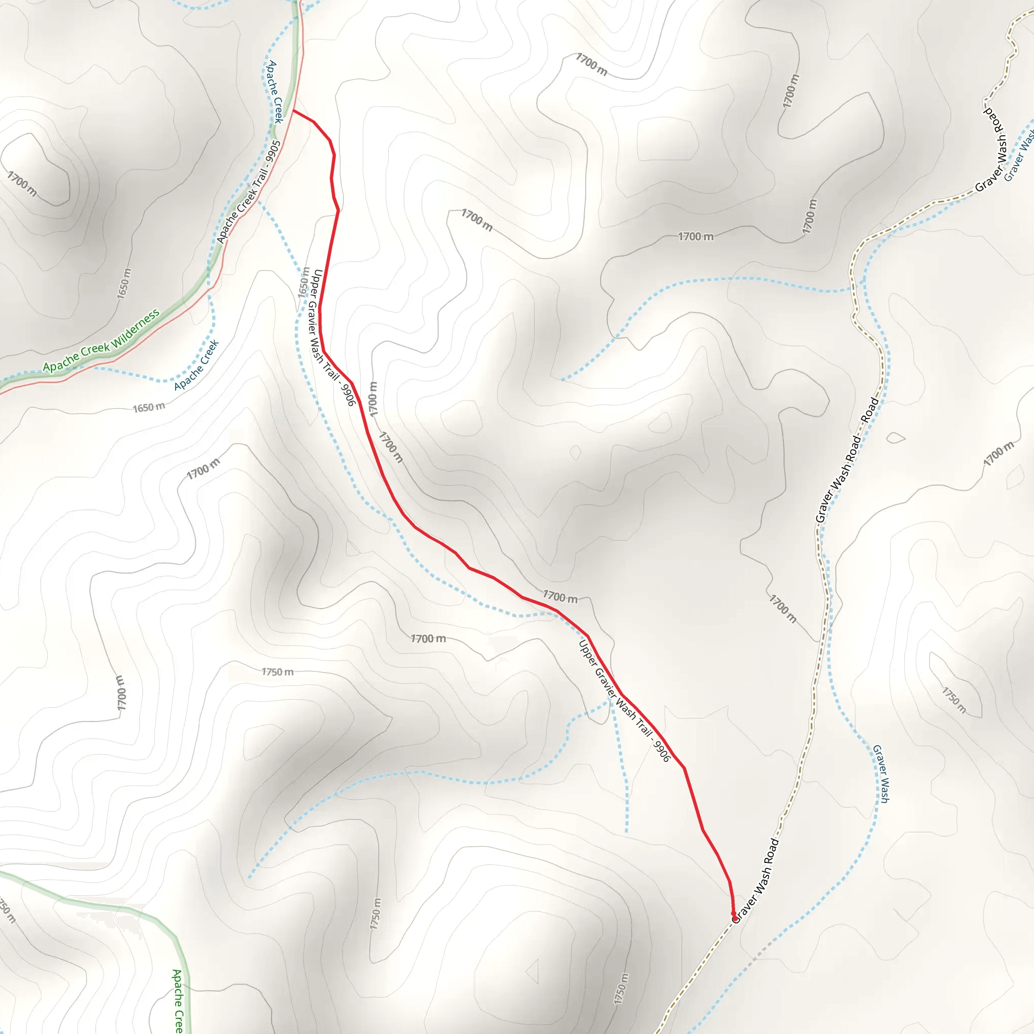 Upper Graver Wash Trail mobile static map