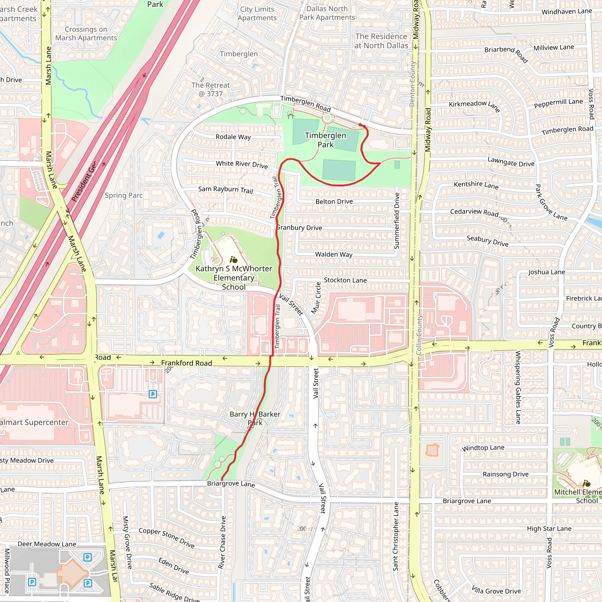 Timberglen Park Walk mobile static map