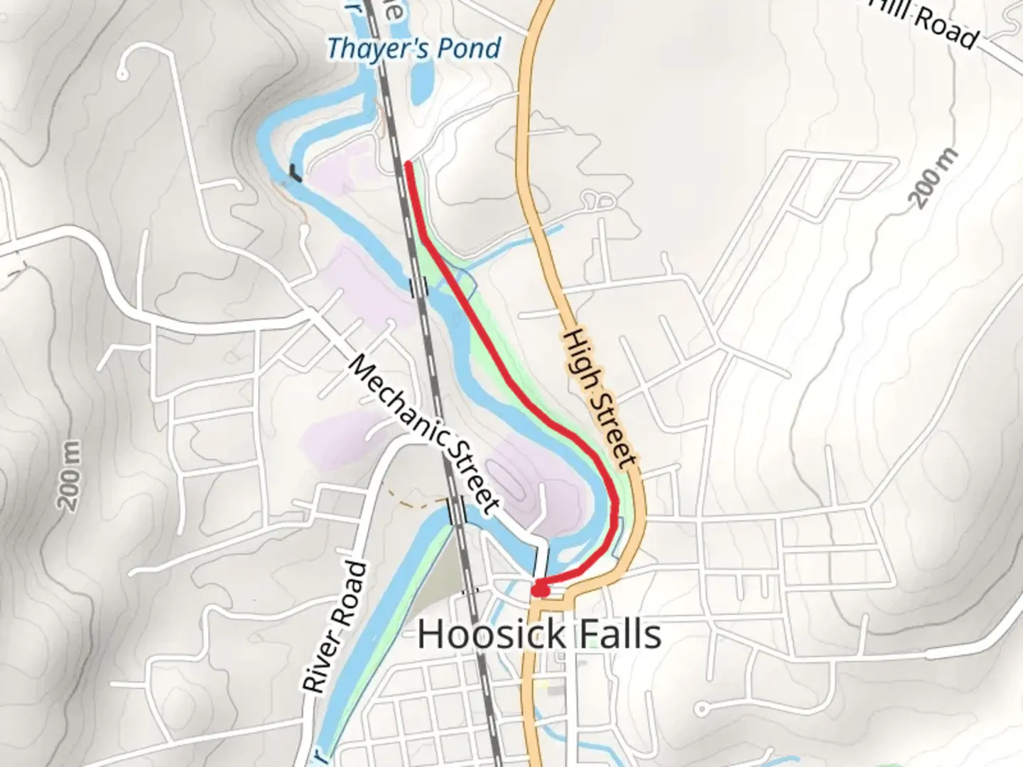 An image depicting the trail Hoosic River Greenway Trail and its surrounding area.