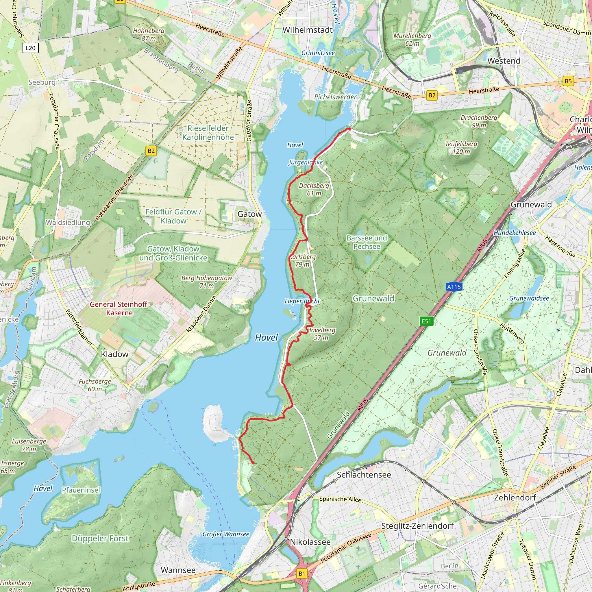 Havelhoehenweg mobile static map
