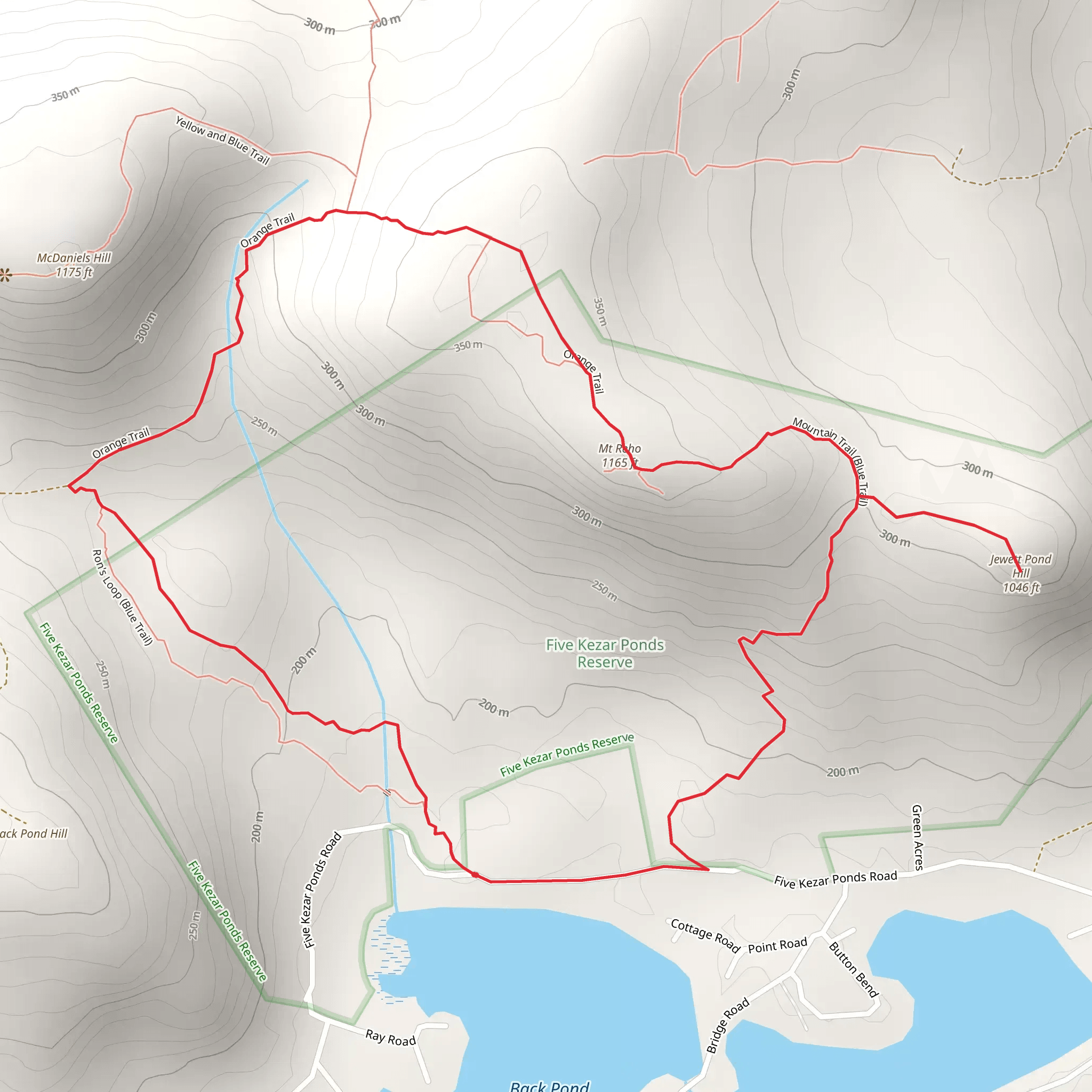 Mount Reho and Jewett Pond Hill Loop mobile static map