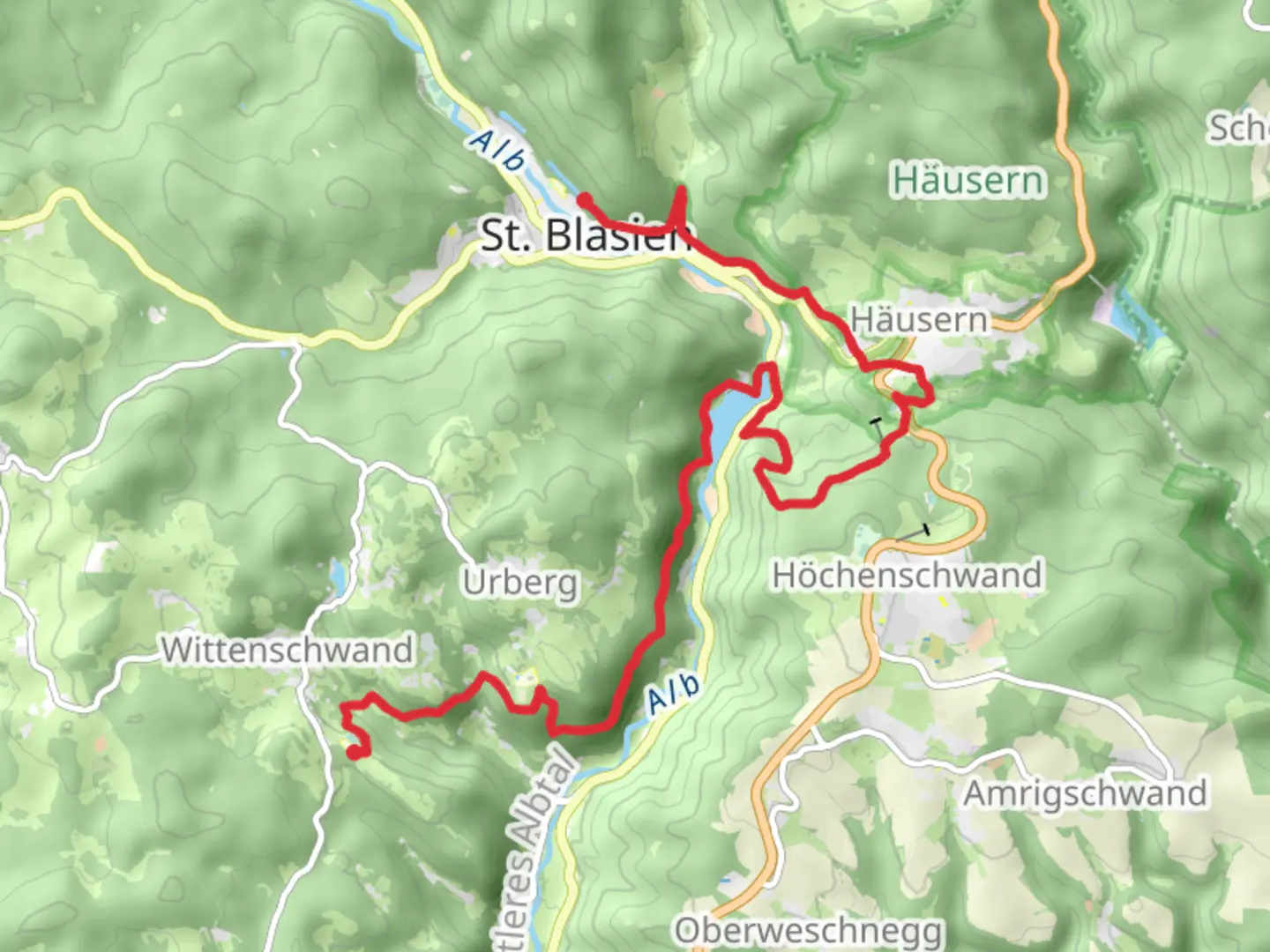 An image depicting the trail Dachsberg to St Blasien Walk via Alb Basin and its surrounding area.