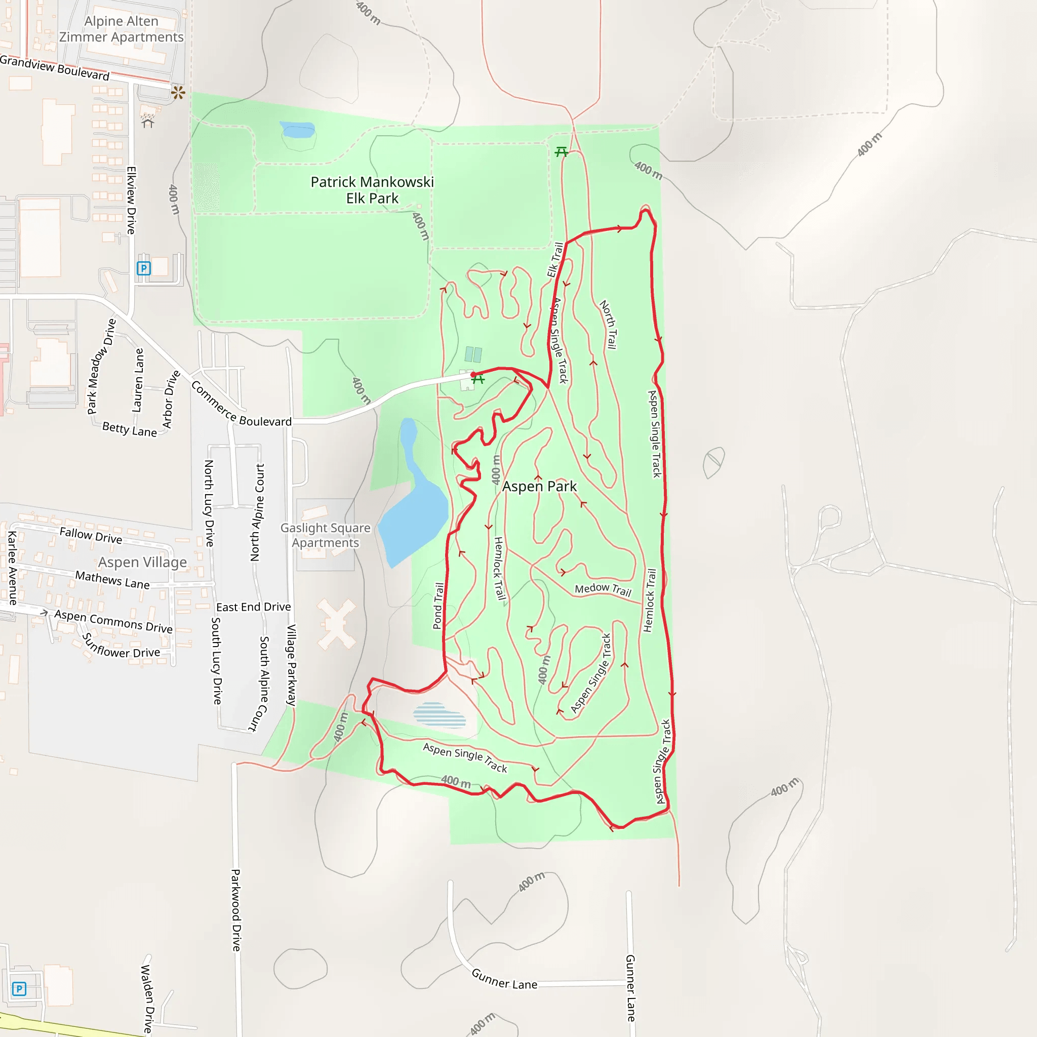 Aspen Single Track and Pond Loop Trail mobile static map