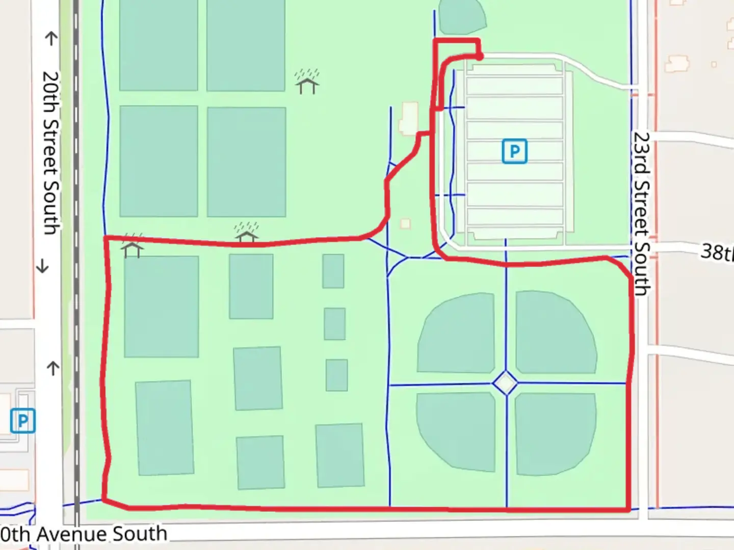 An image depicting the trail Southside Regional Park Loop and its surrounding area.