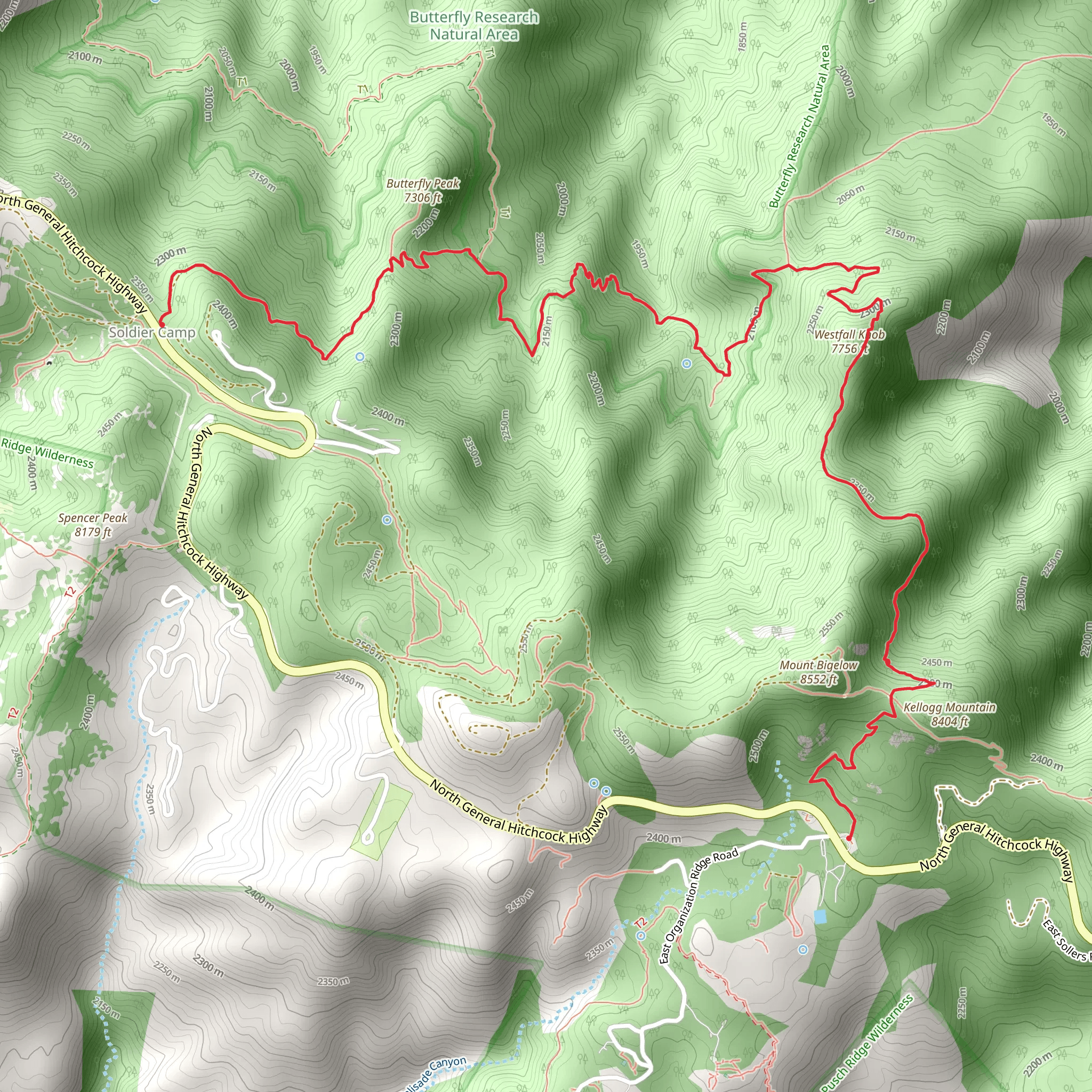 Westfall Knob via Butterfly Trail Long mobile static map