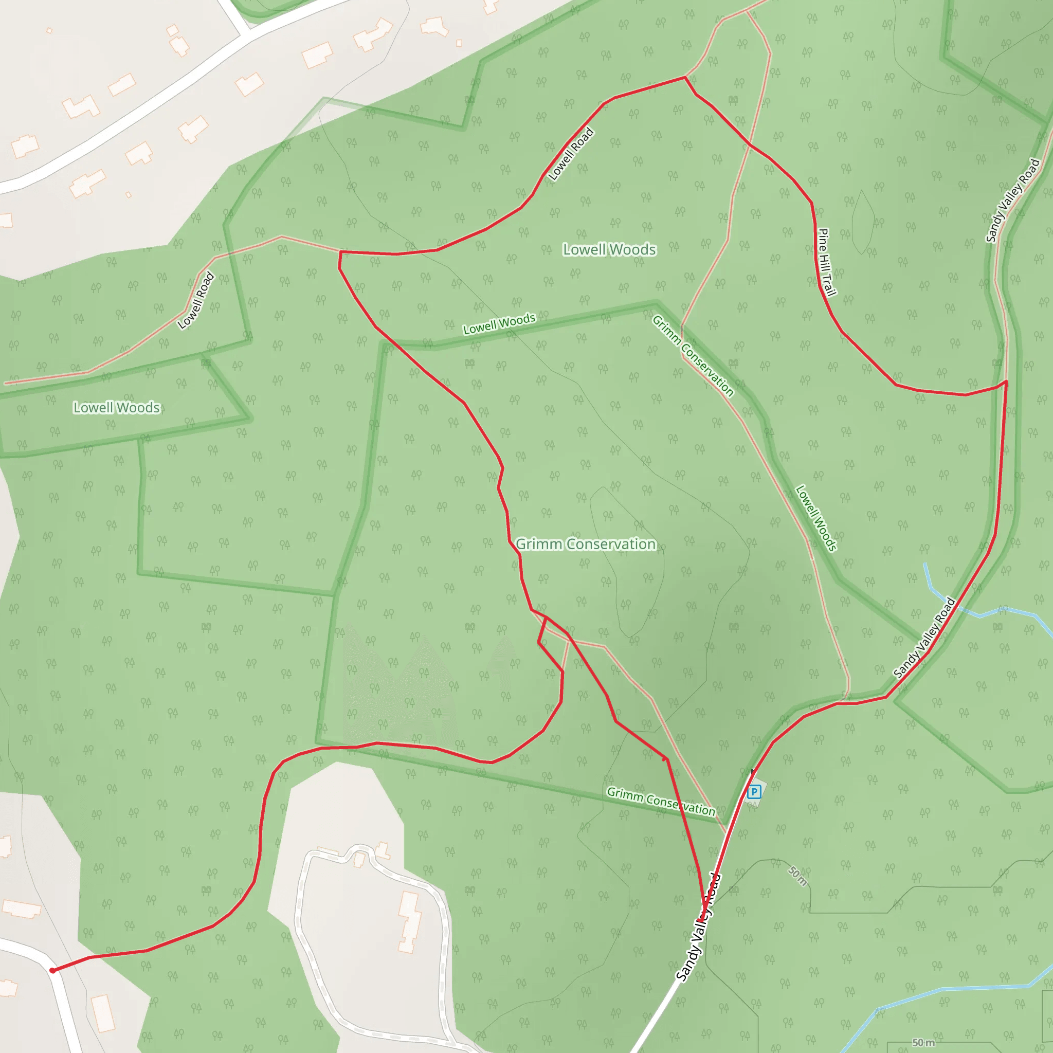 Lowell Road and Pine Hill Trail Loop mobile static map