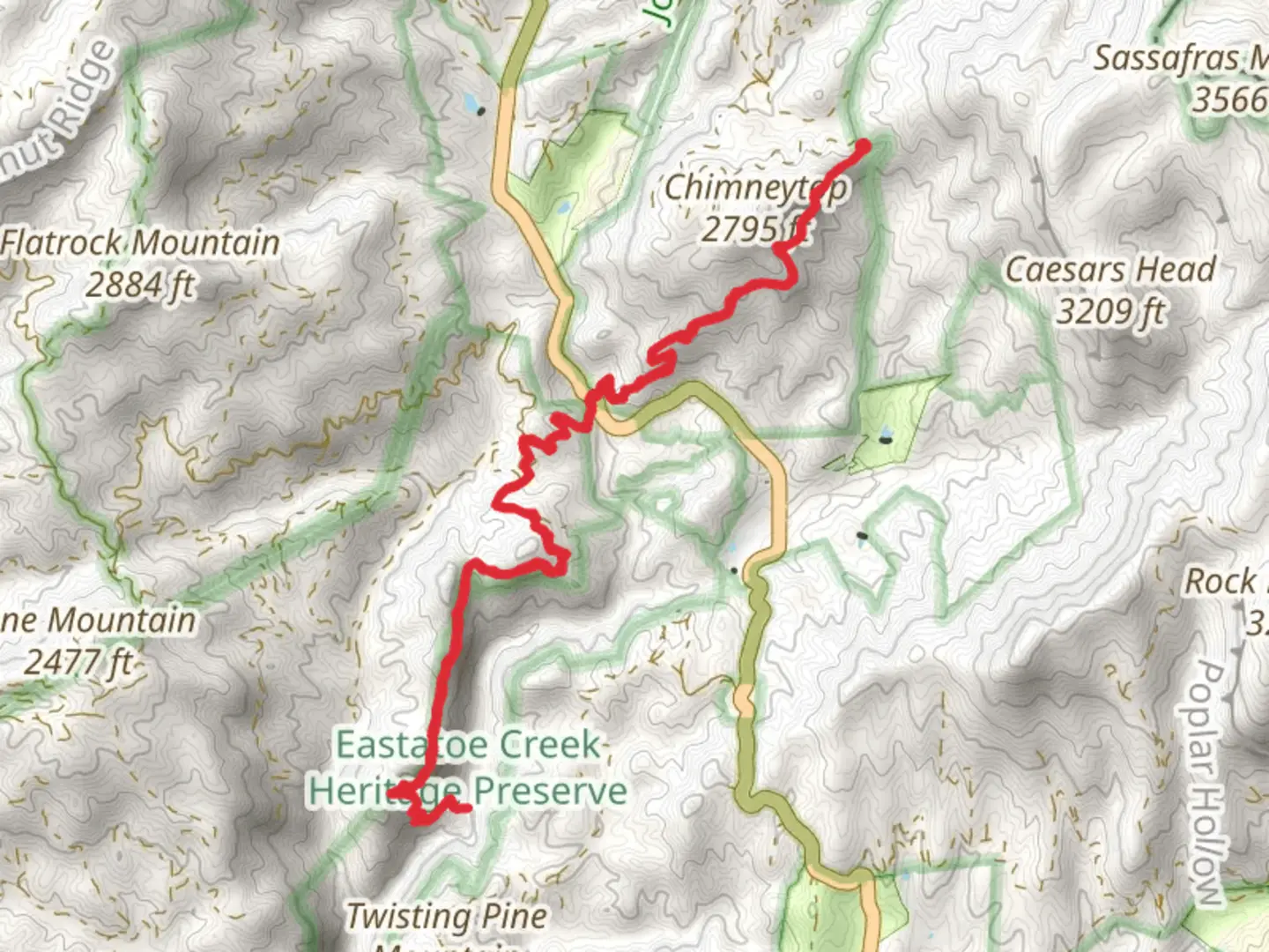 An image depicting the trail Eastatoe Creek via Foothills Trail and its surrounding area.