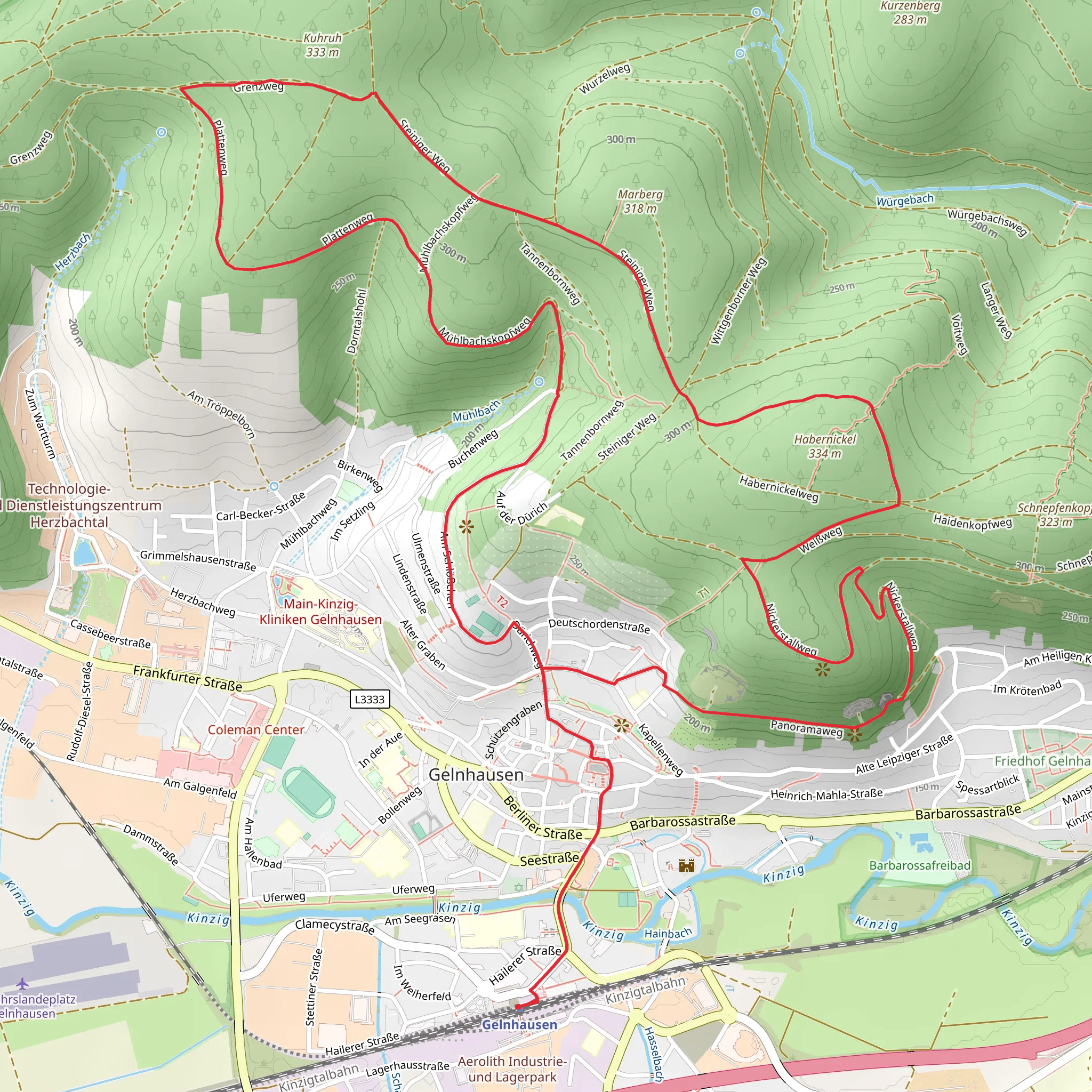 Gelnhaeuser Rundweg and Kulturweg Gelnhausen mobile static map