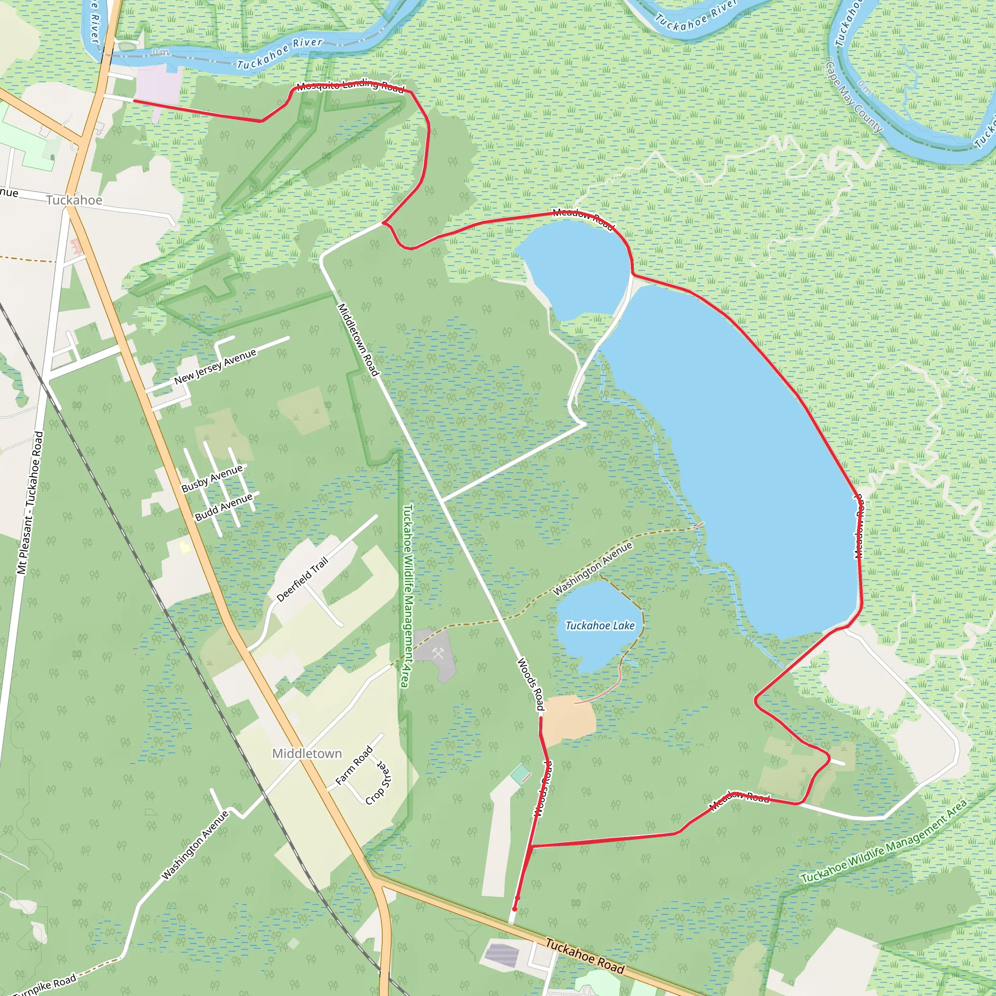 Tuckahoe Lake Out and Back mobile static map
