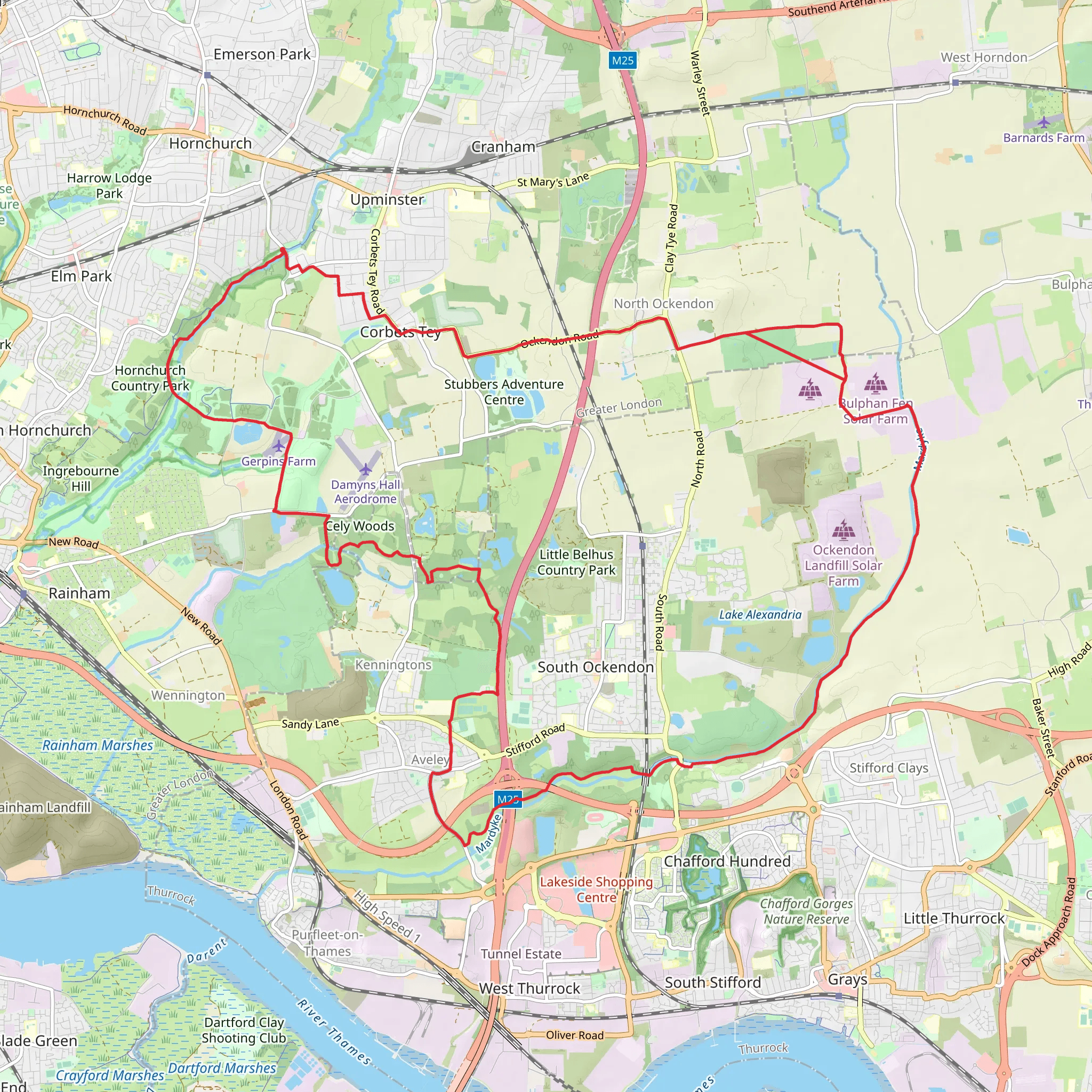 Upminster to Aveley and North Ockendon Loop mobile static map