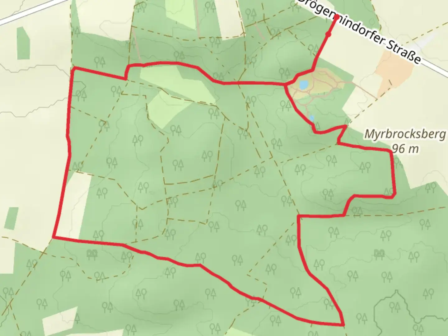 An image depicting the trail Sagenhafter Huenen Weg and Hermann Billung Wanderweg and its surrounding area.