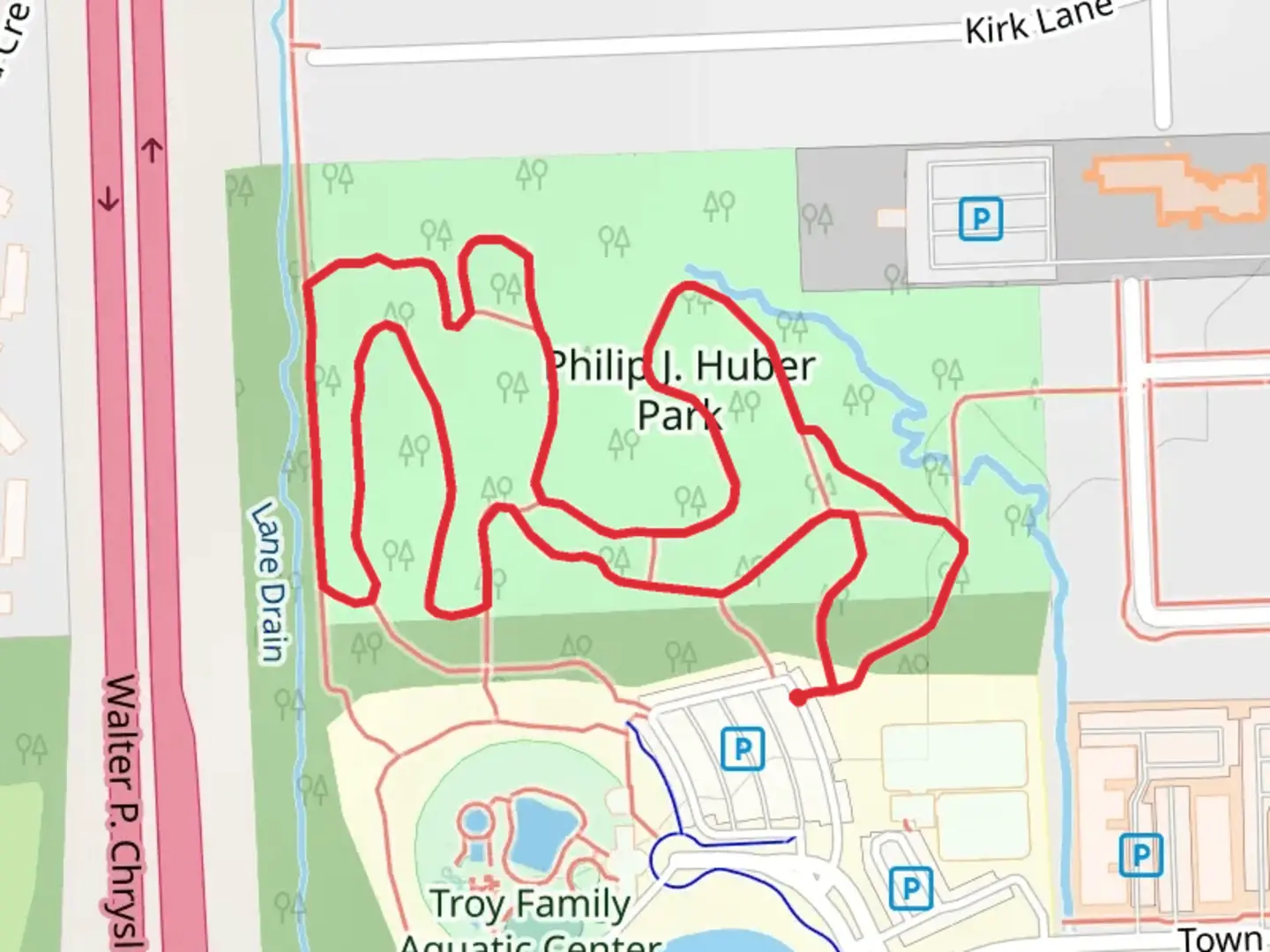 An image depicting the trail Philip J Huber Park Loop and its surrounding area.