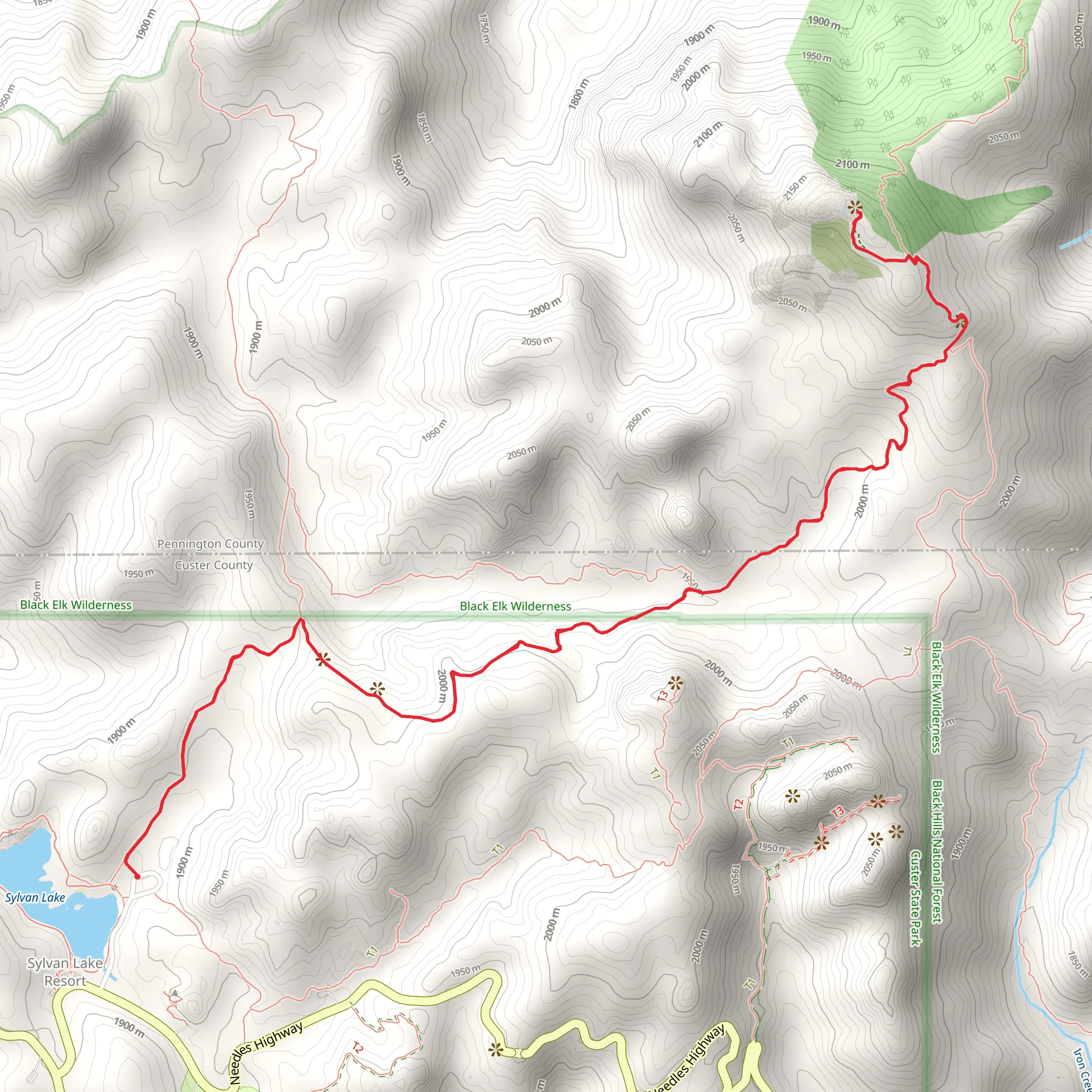 Black Elk Peak from Sylvan Lake mobile static map
