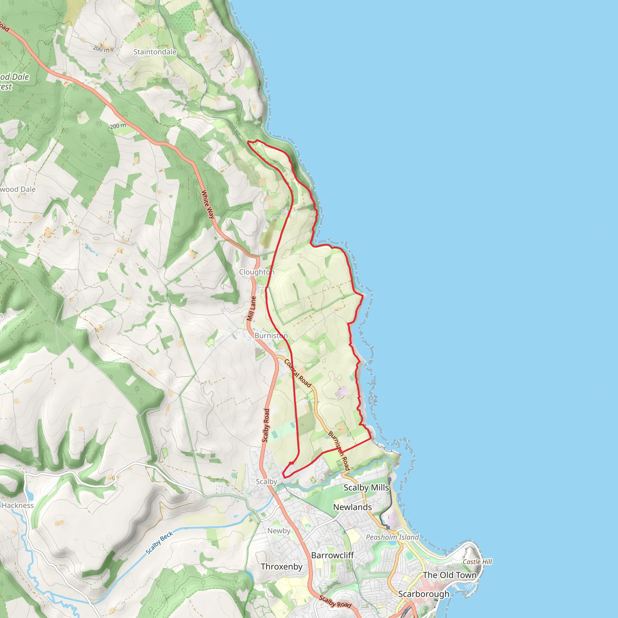 Hayburn Wyke from Scalby near Scarborough mobile static map