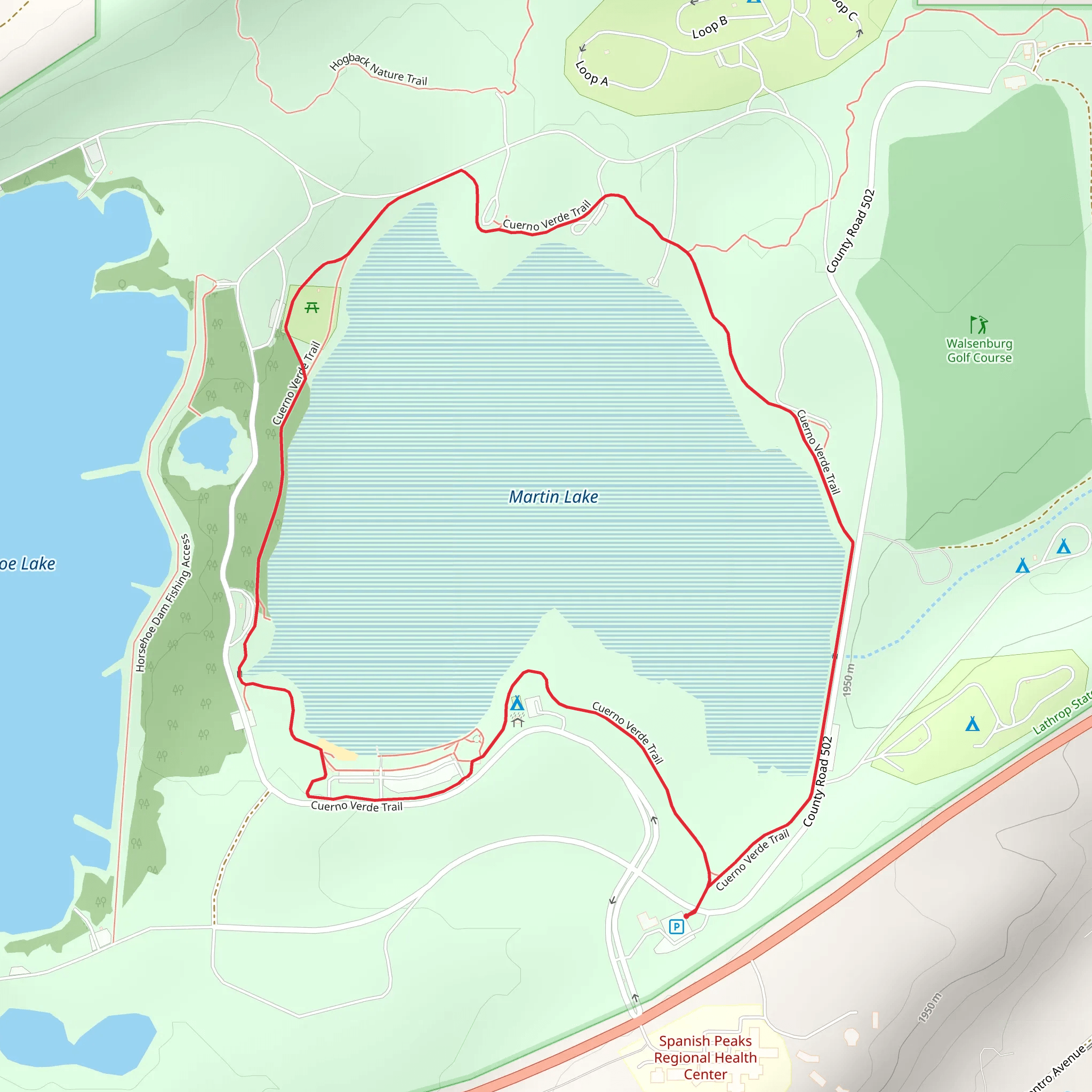 Martin Lake - Cuerno Verde Loop Trail mobile static map