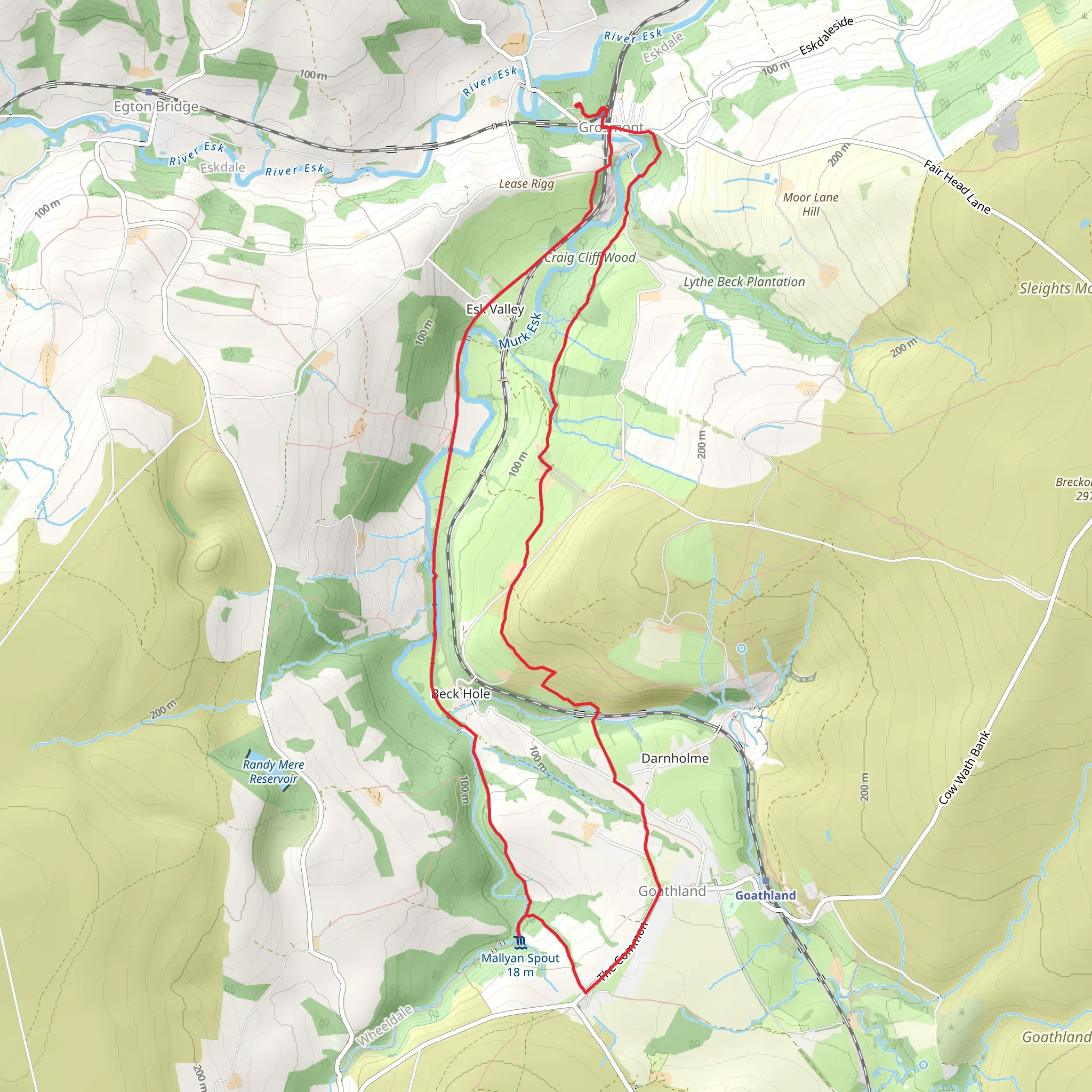 Smithy Home Wood and Mallyan Spout Waterfall Loop mobile static map